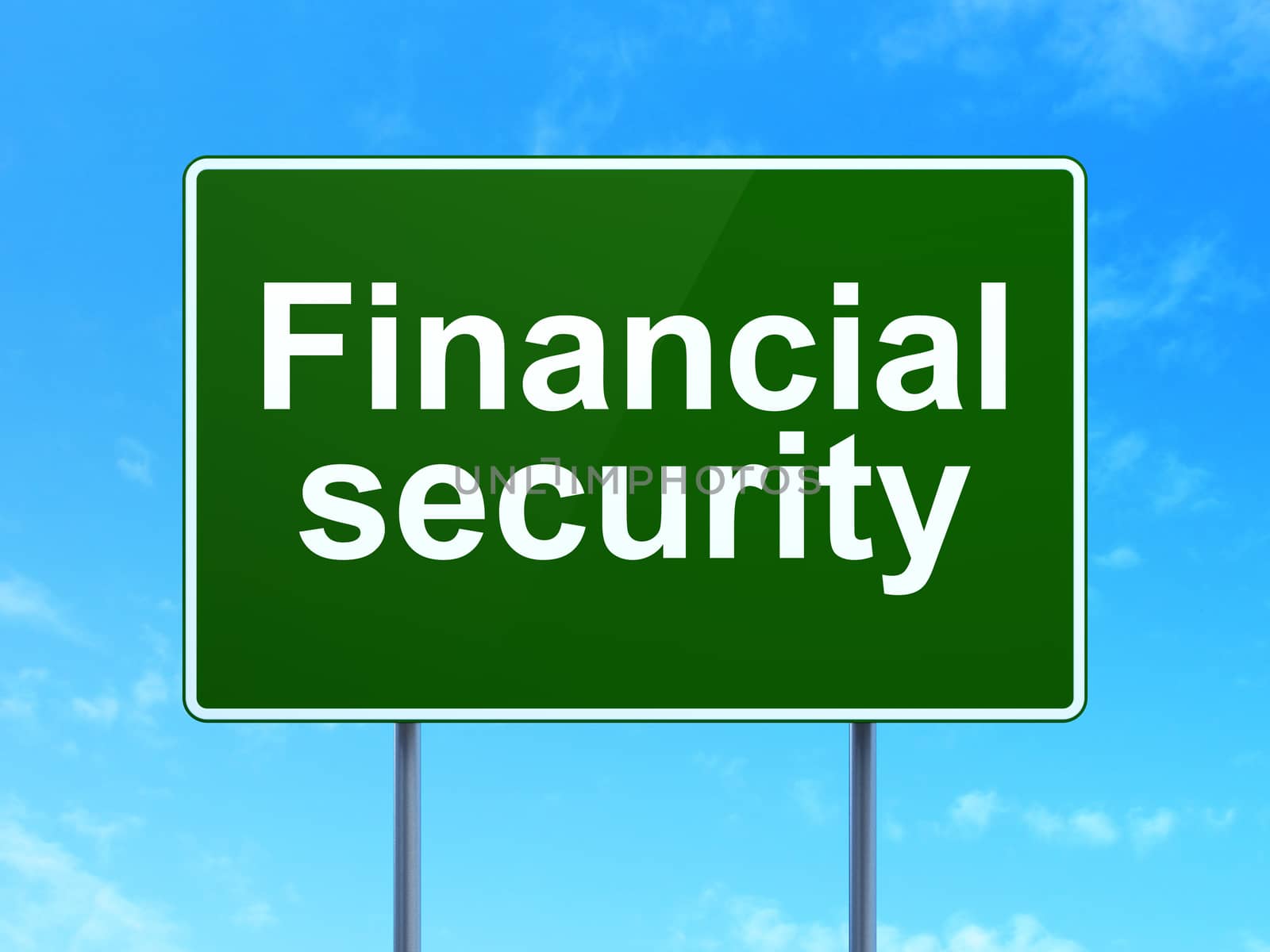 Safety concept: Financial Security on road sign background by maxkabakov