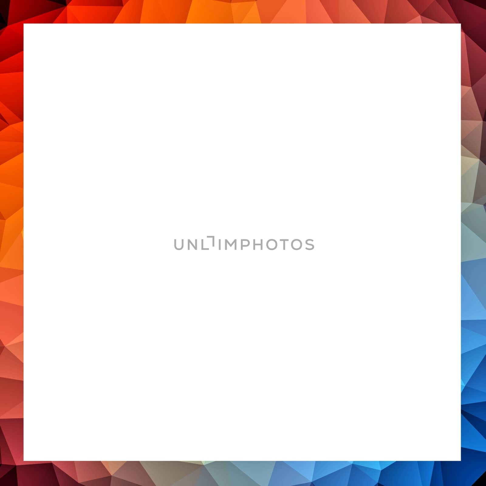 Vivid multicolor polygonal frame with blank white copy space. 