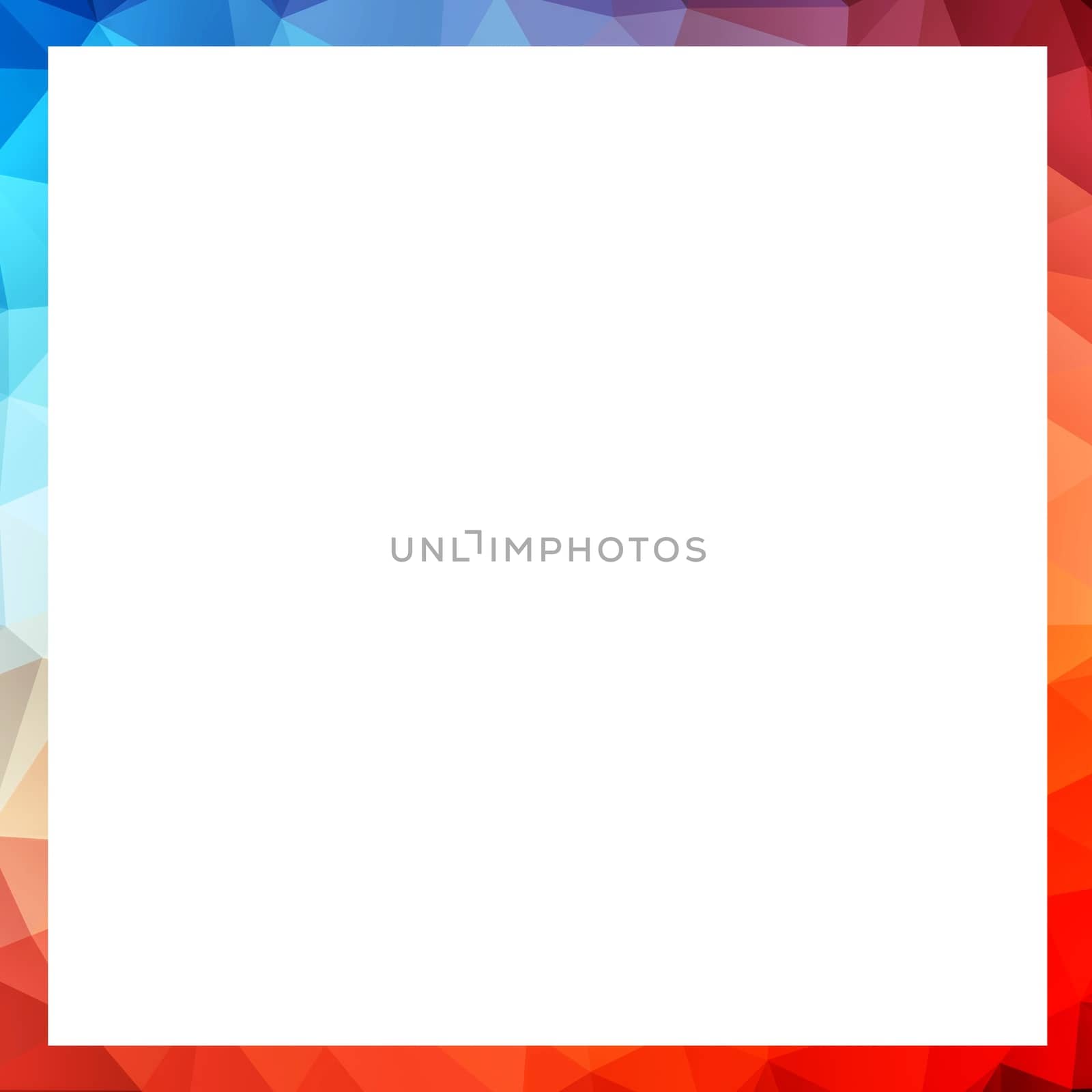 Vivid multicolor polygonal frame with blank white copy space. 