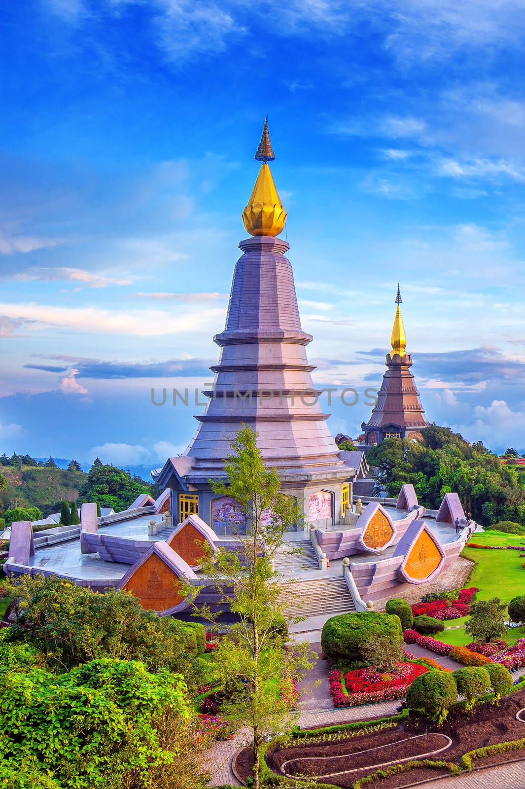 Landmark pagoda in doi Inthanon national park at Chiang mai, Thailand. by gutarphotoghaphy