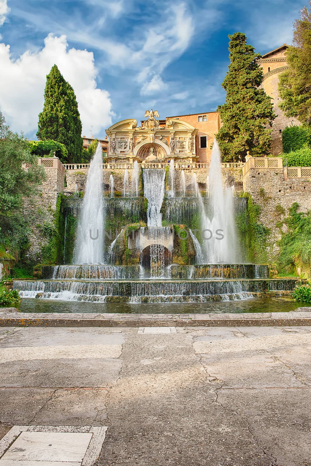 The Fountain of Neptune, iconic landmark in Villa d'Este, Tivoli, Italy
