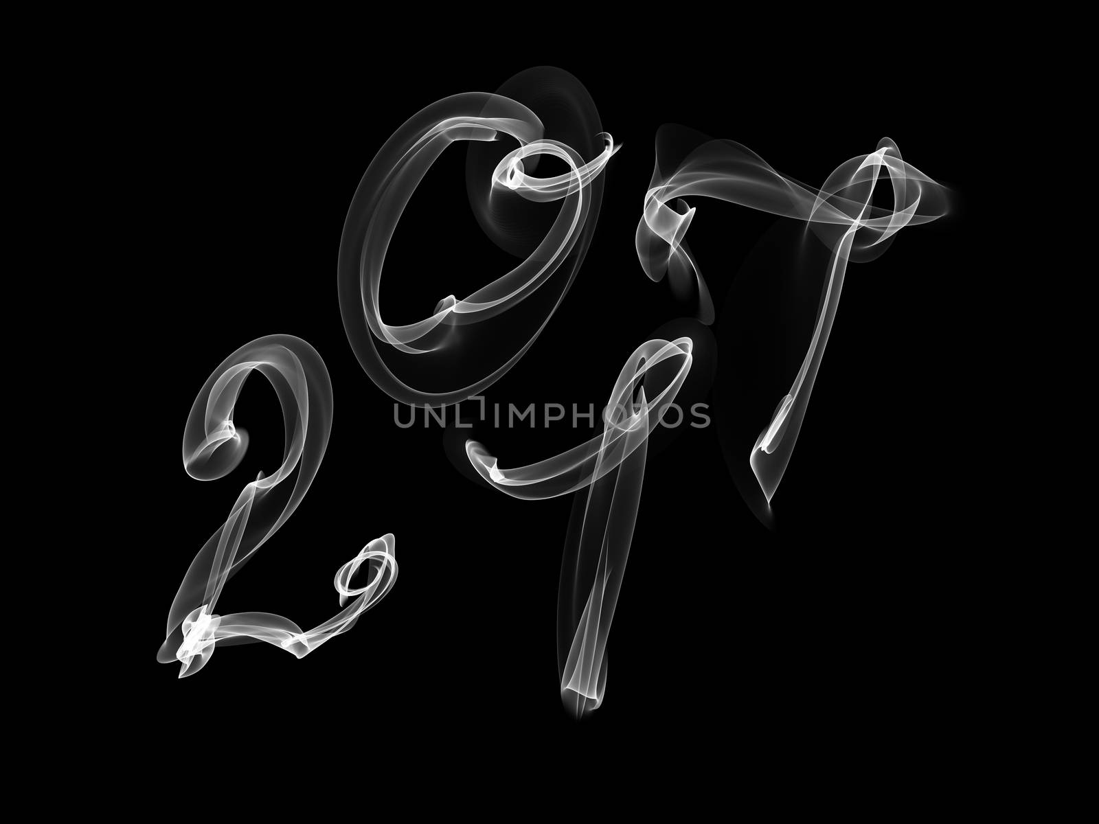 Happy new year 2017 isolated numbers written with flame light on black background by skrotov