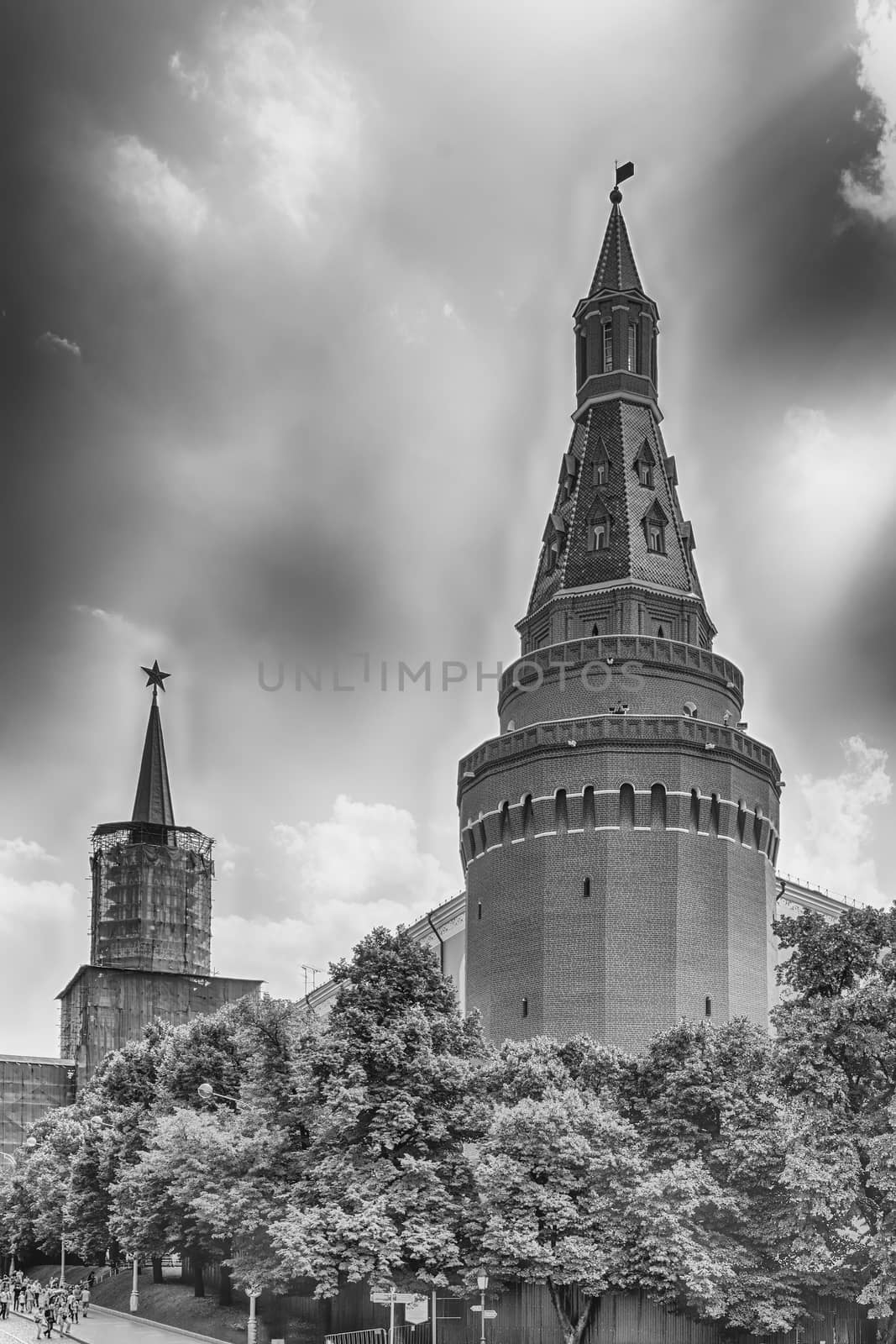 The scenic Corner Arsenalnaya Tower of the Moscow Kremlin, Russi by marcorubino