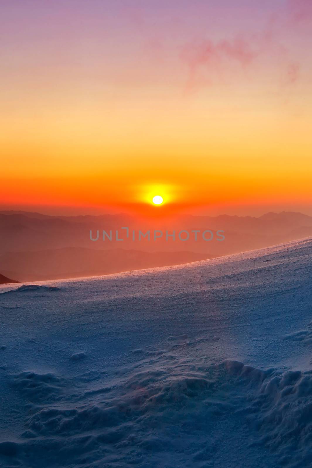 Sunrise on Deogyusan mountains covered with snow in winter,South Korea. by gutarphotoghaphy