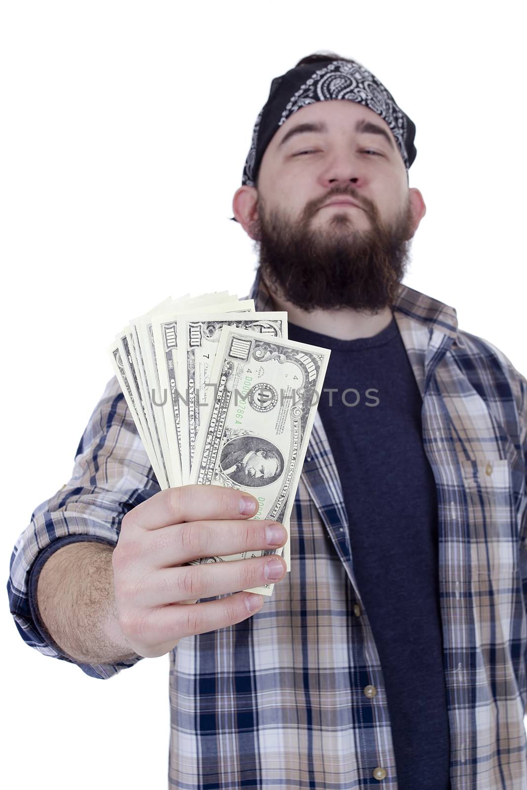 Young bearded man holding money by VIPDesignUSA