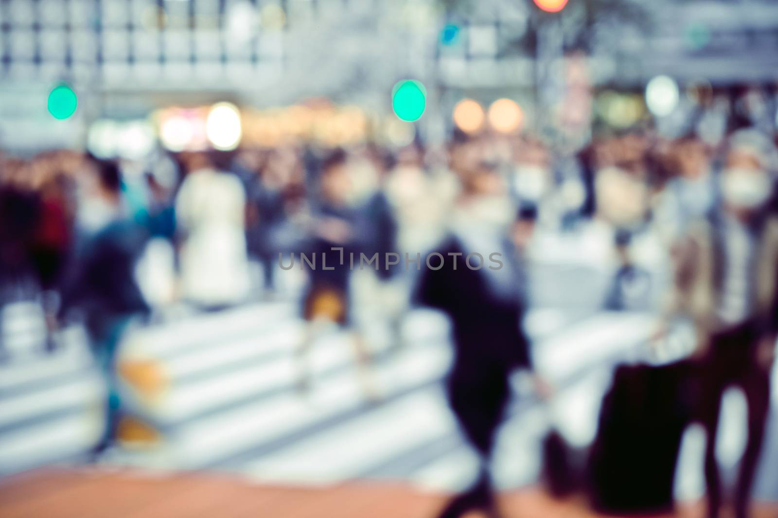 Tokyo street, Out of focus crowd people on crosswalk