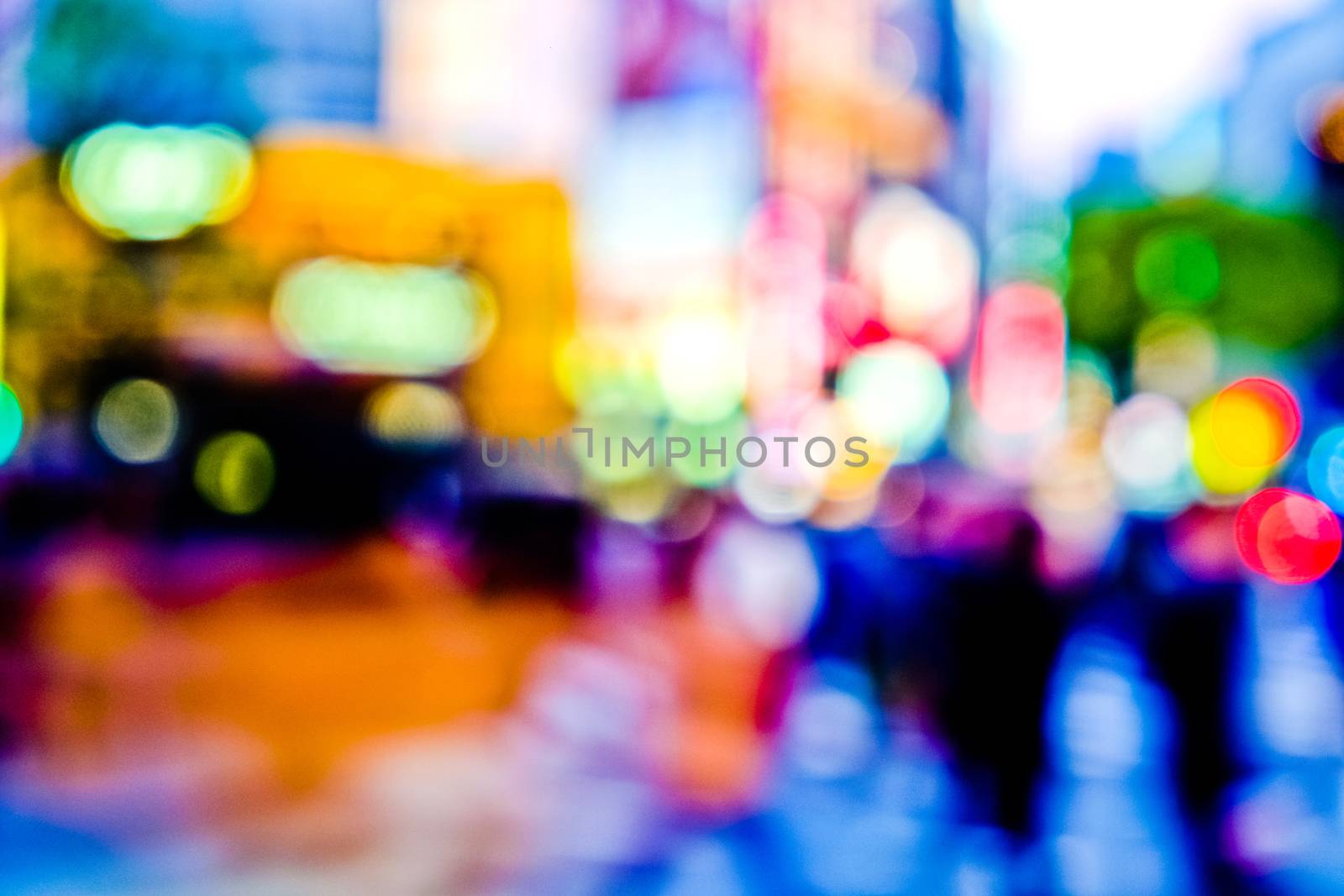 Out of focus colorful lights in Tokyo street at night, Shibuya, Tokyo Japan