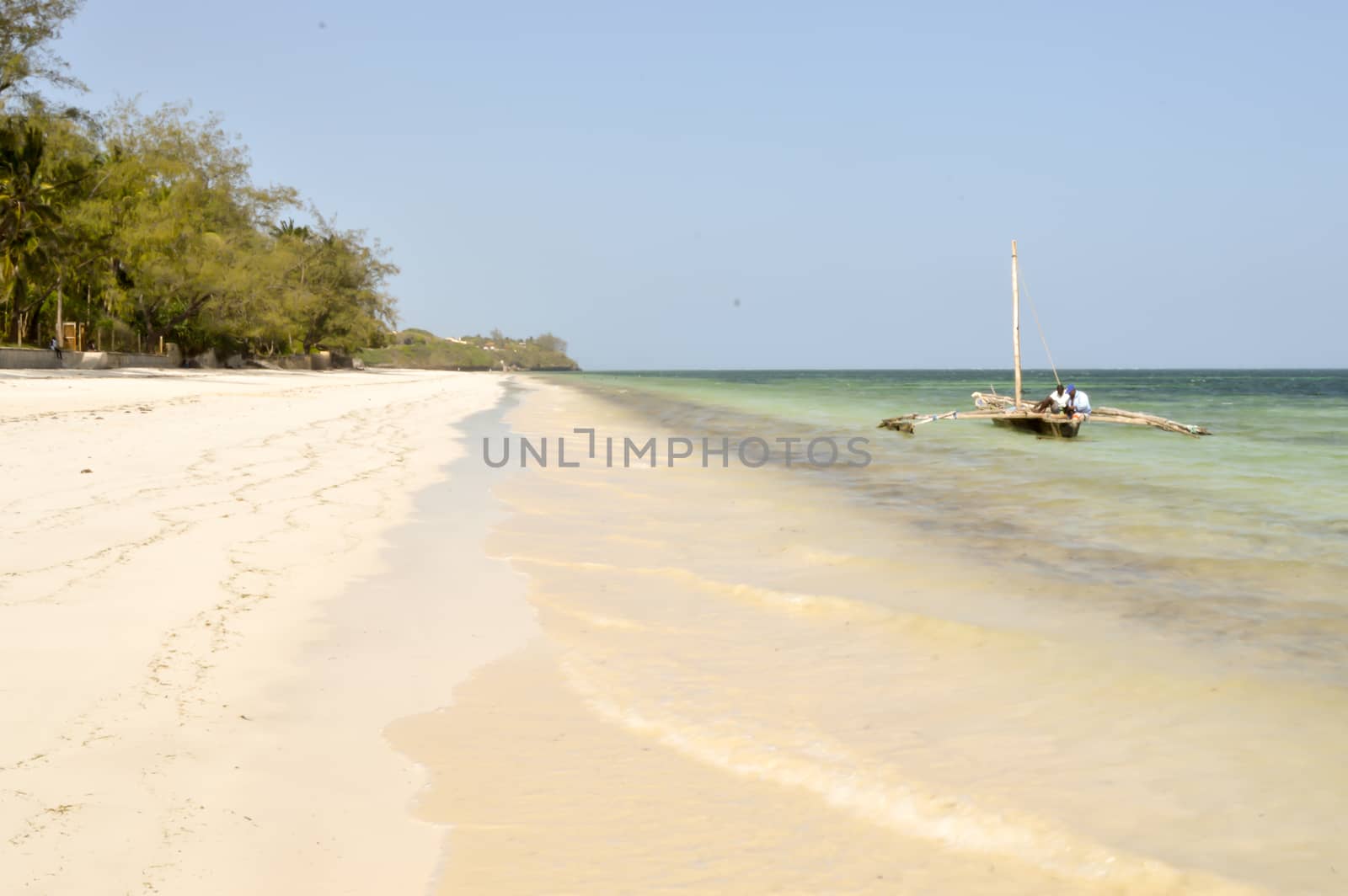 Bamburi beach with a ditch near Mombasa in Kenya