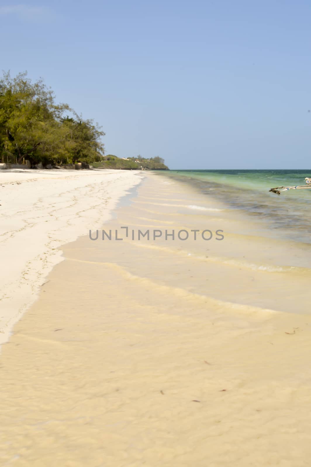 Bamburi beach with a ditch near Mombasa in Kenya