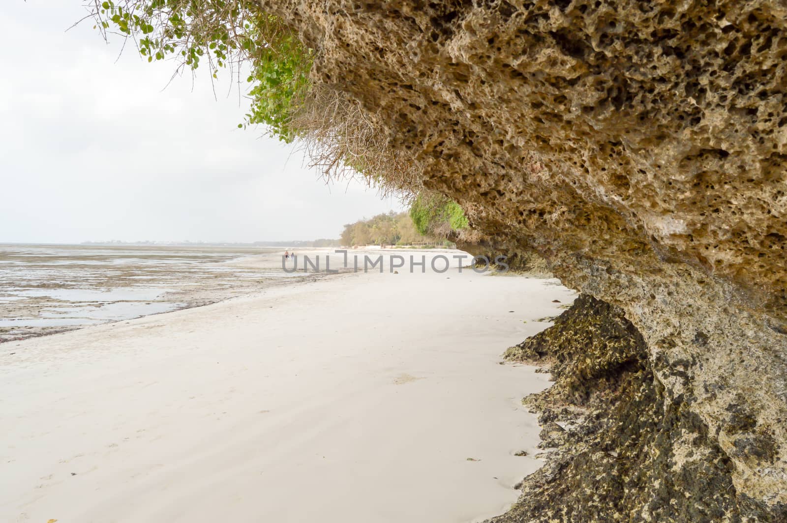 Small cove on the beach of Bamburi near Mombasa in Kenya