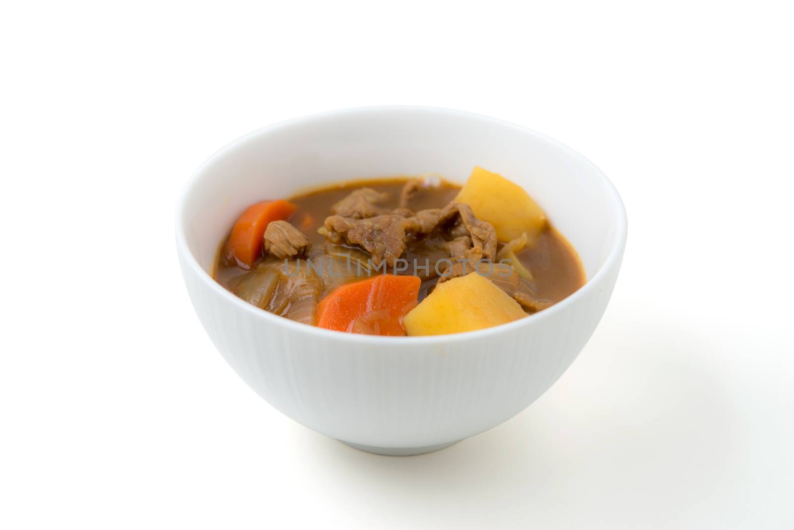 Japanese curry in a bowl with clipping path