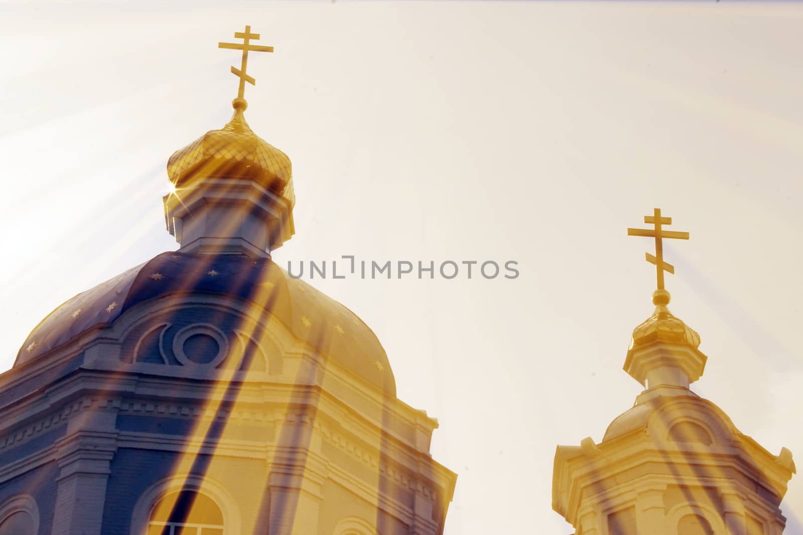 The magic church. Composition of the church and the rays. Architecture