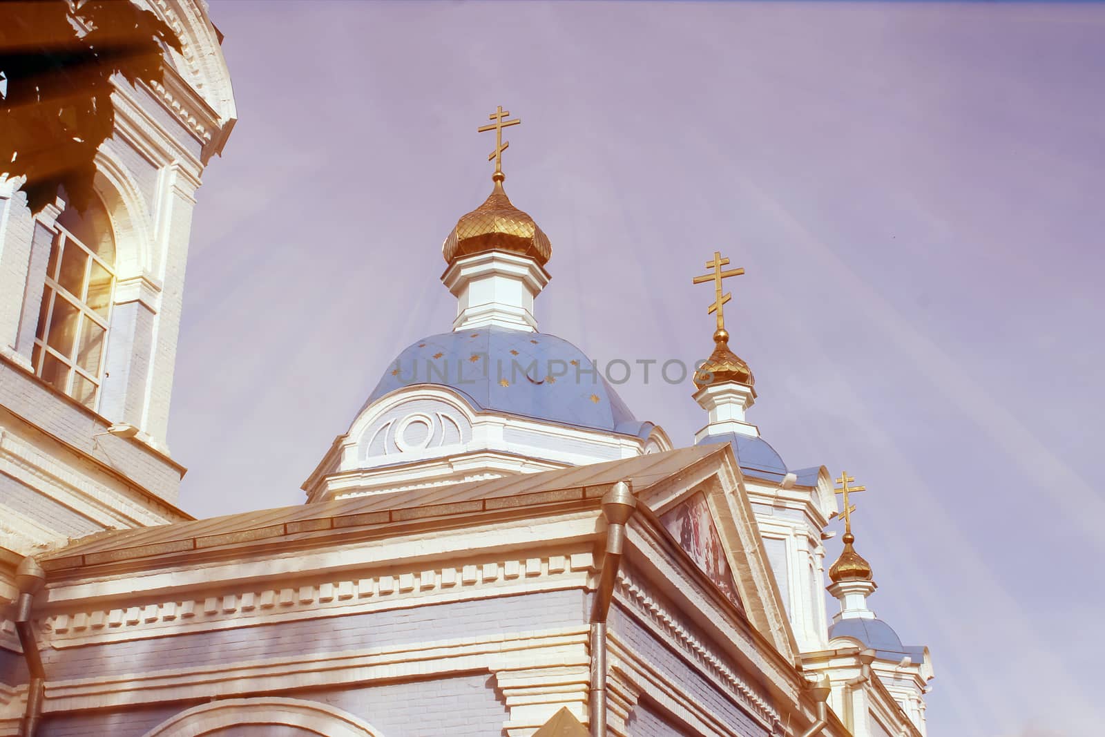 The magic church. Composition of the church and the rays. Architecture