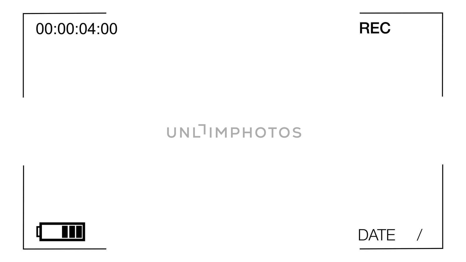 Camera viewfinder digital overlay display - 4k. Luma matte included.White background.