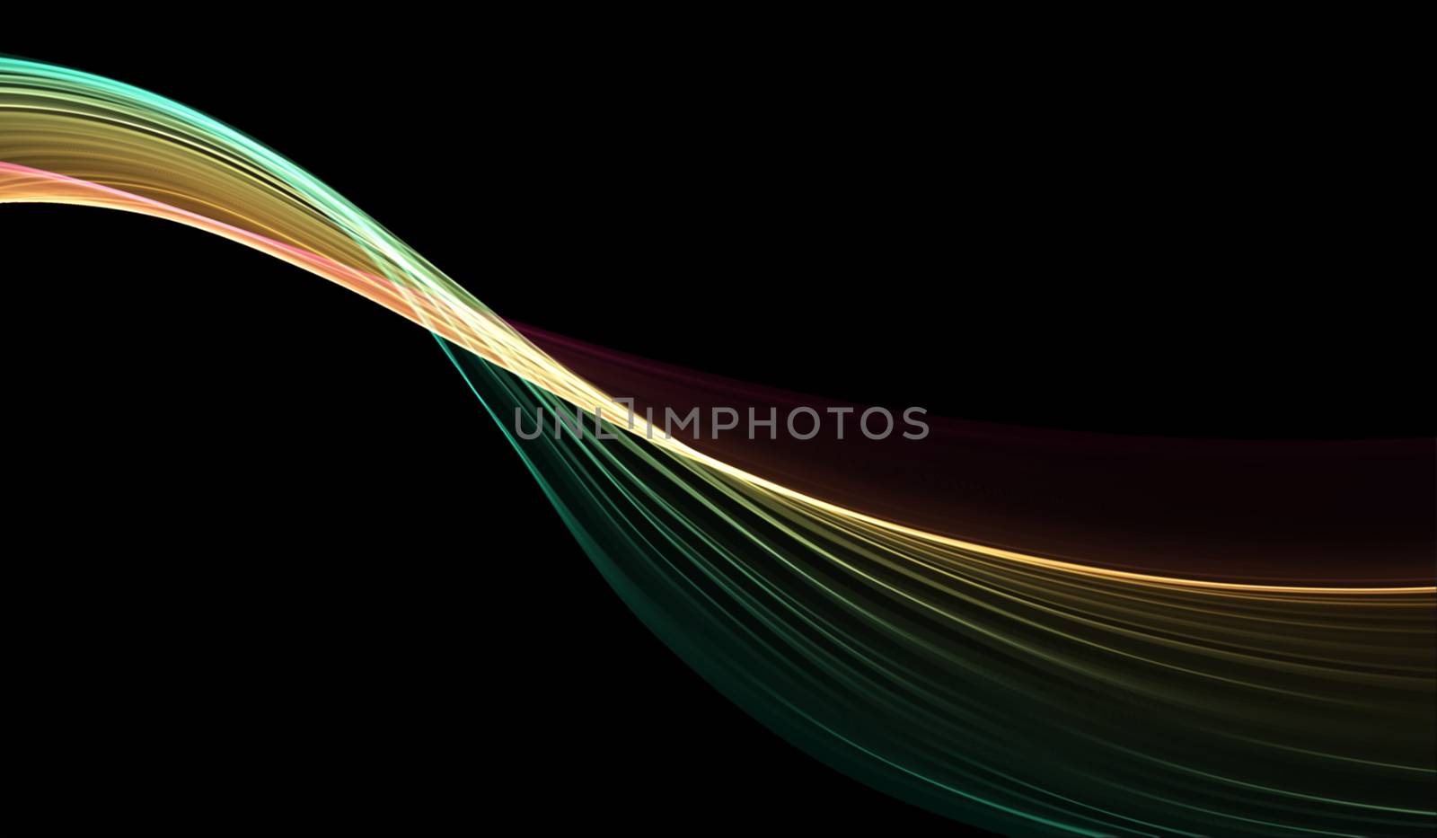 abstract colorful wavy smoke flame over black background