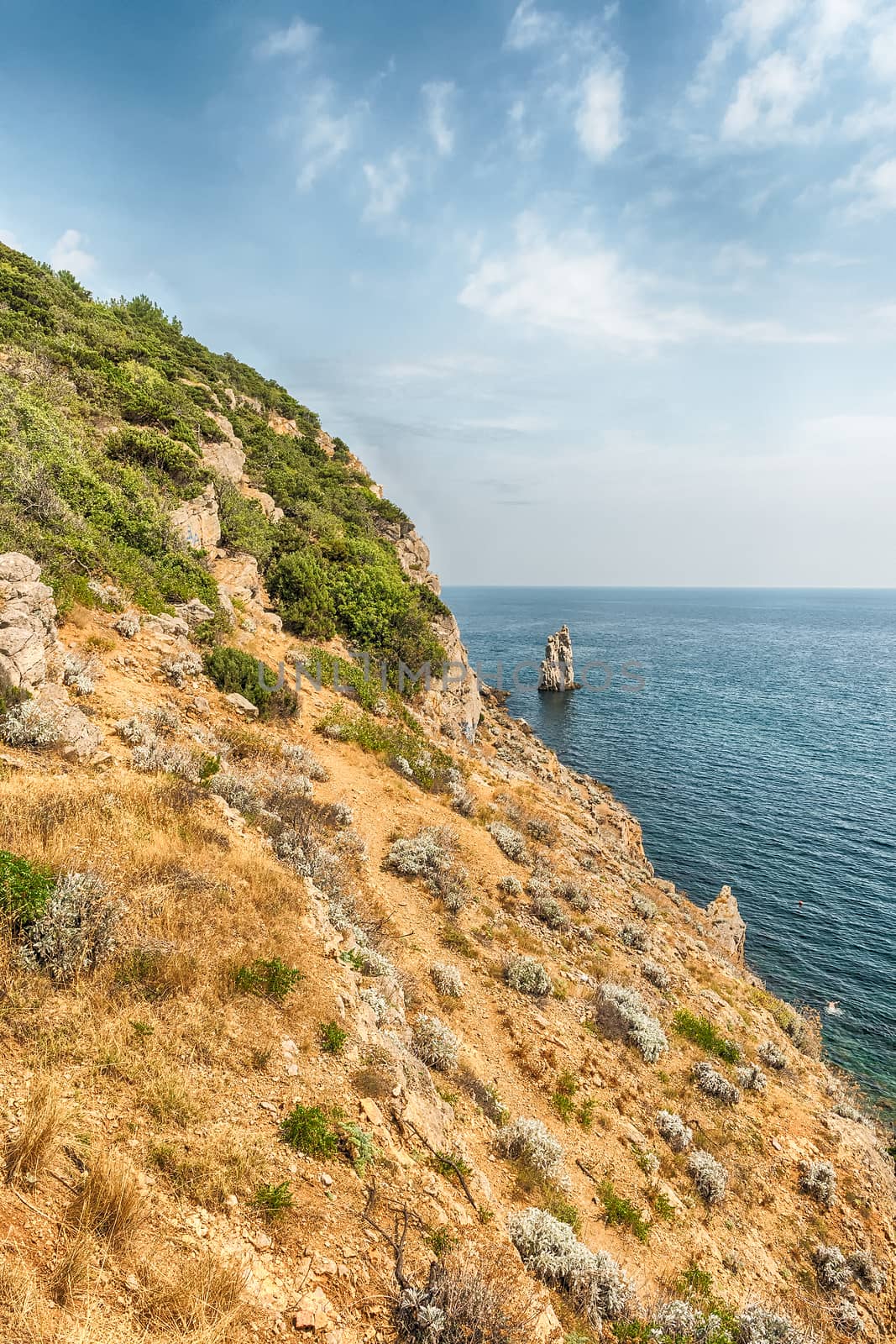 Scenic landscape on the coastline over the Black Sea near Yalta, Crimea