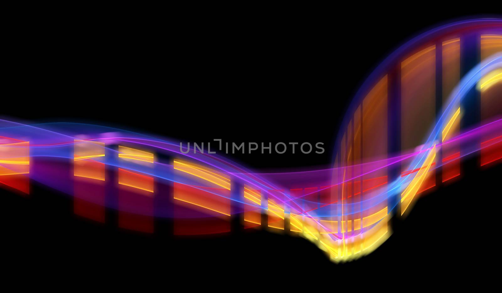 abstract colorful wavy smoke flame over black background. by skrotov