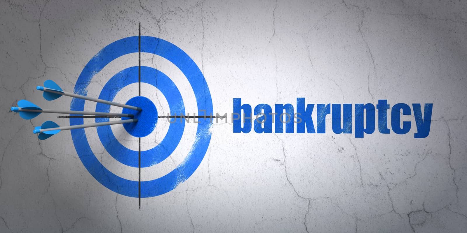 Banking concept: target and Bankruptcy on wall background by maxkabakov