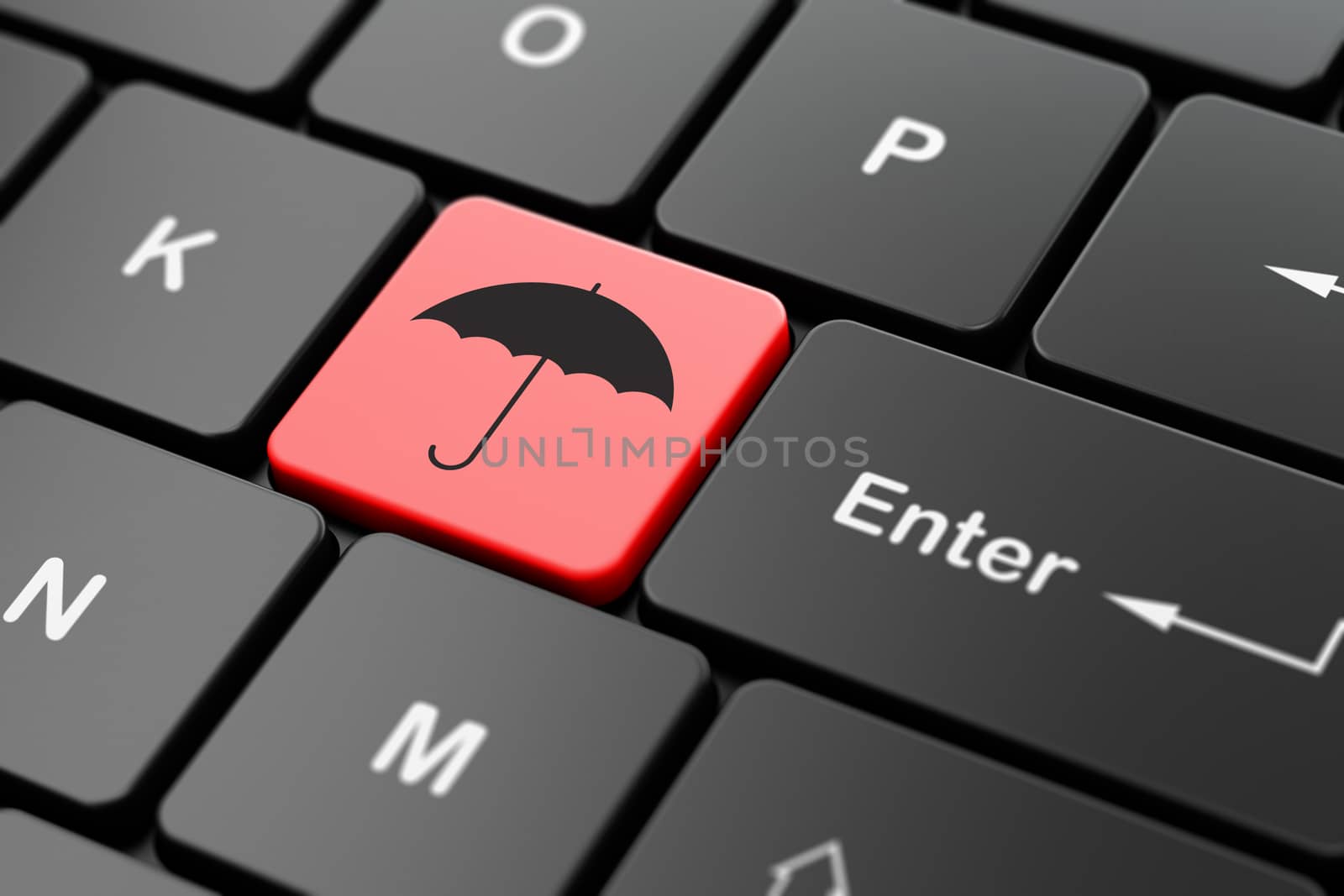 Protection concept: Umbrella on computer keyboard background by maxkabakov