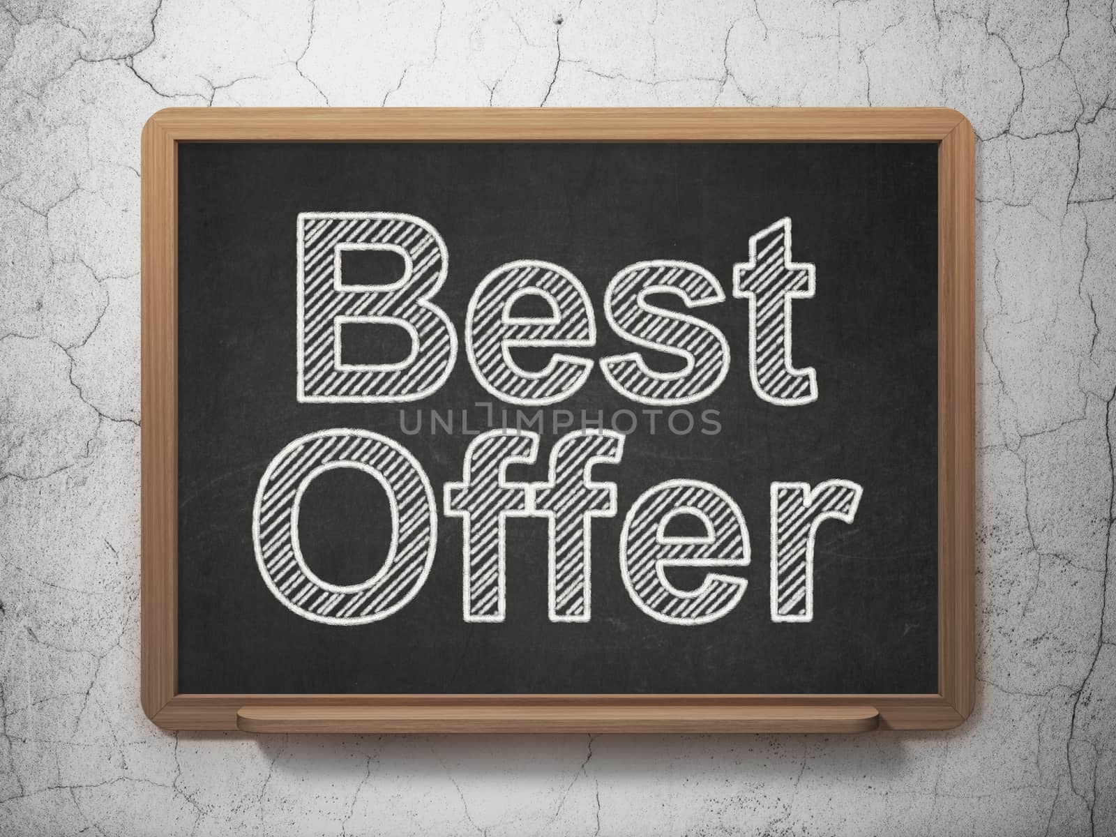 Marketing concept: text Best Offer on Black chalkboard on grunge wall background, 3D rendering