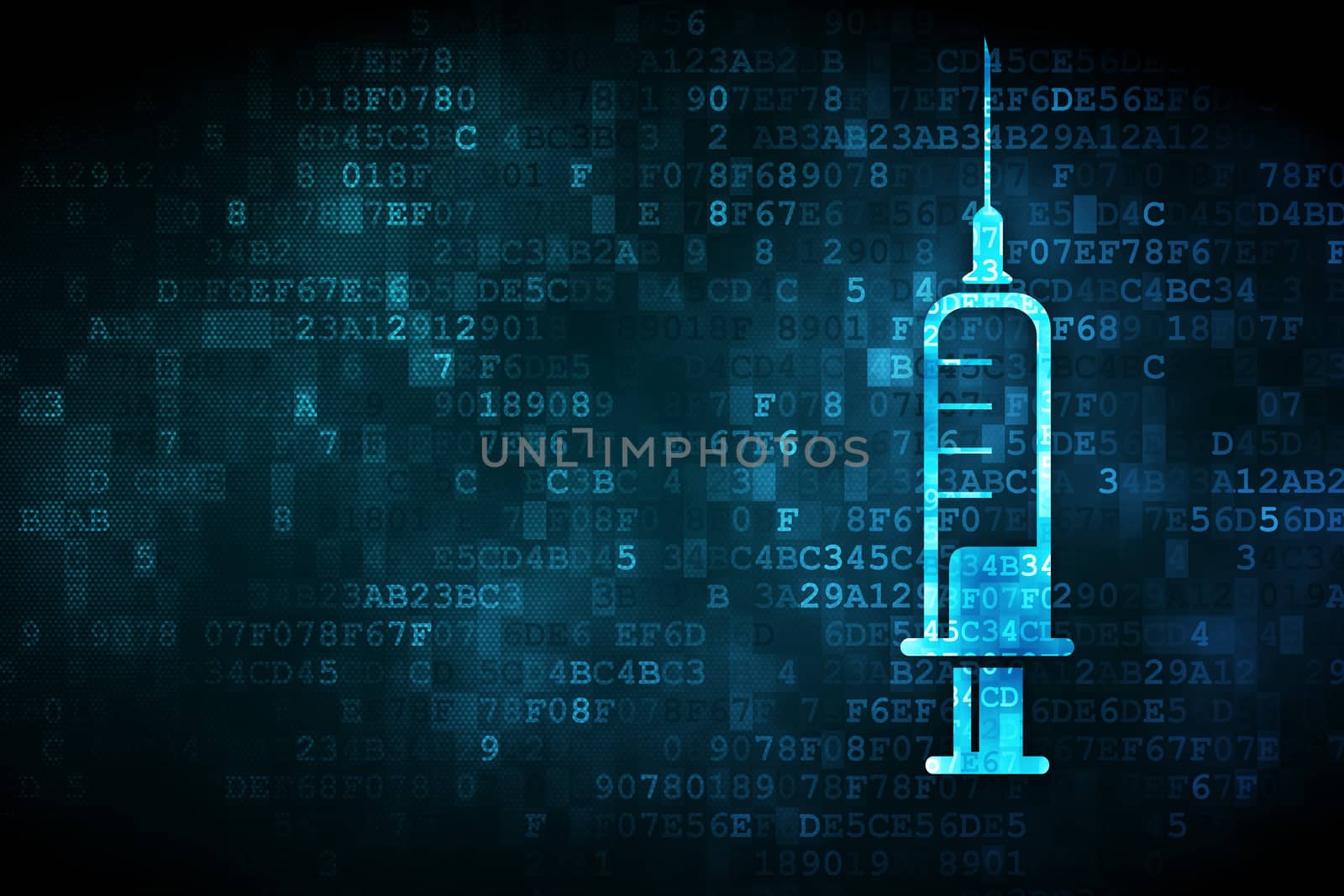 Health concept: Syringe on digital background by maxkabakov