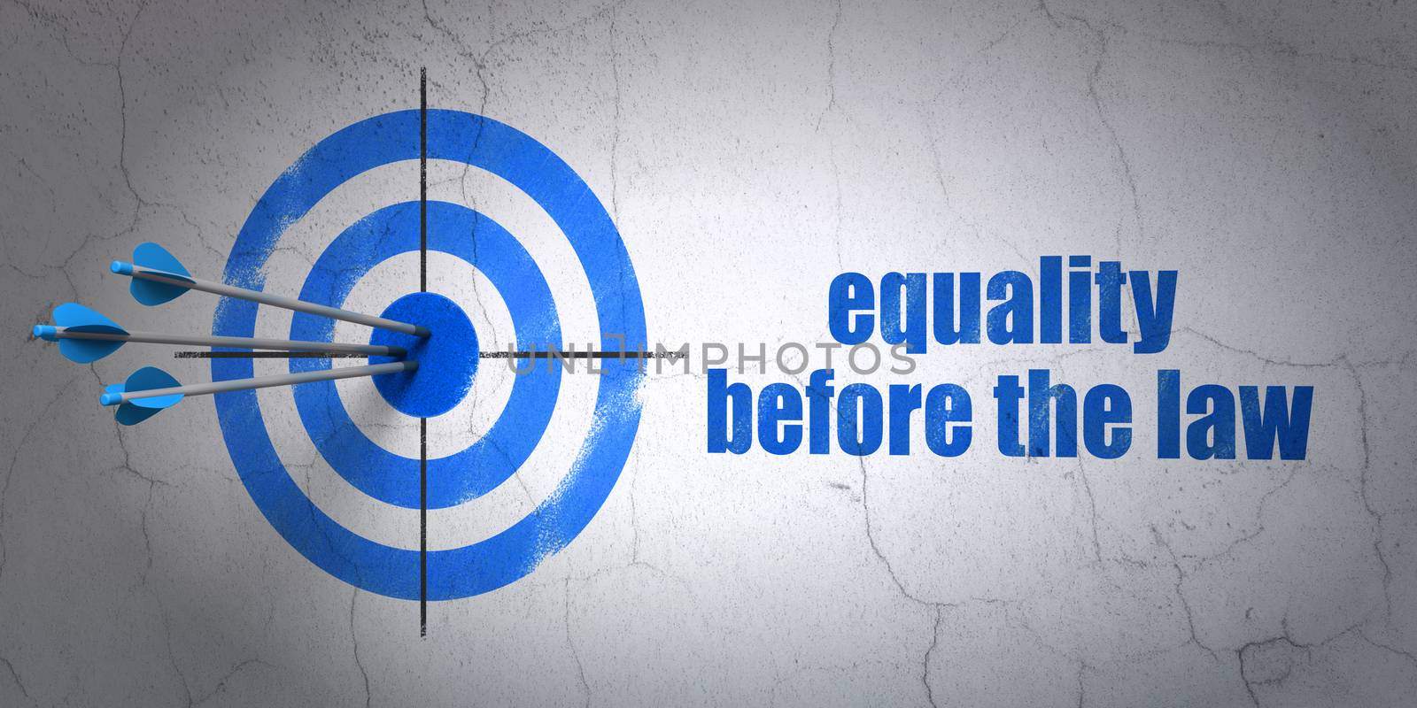 Politics concept: target and Equality Before The Law on wall background by maxkabakov