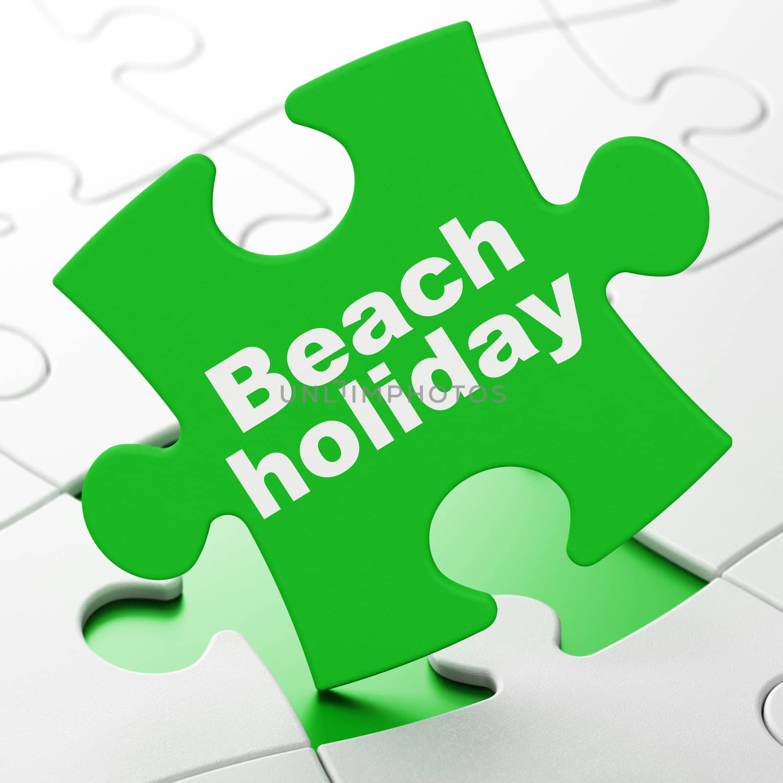 Travel concept: Beach Holiday on puzzle background by maxkabakov