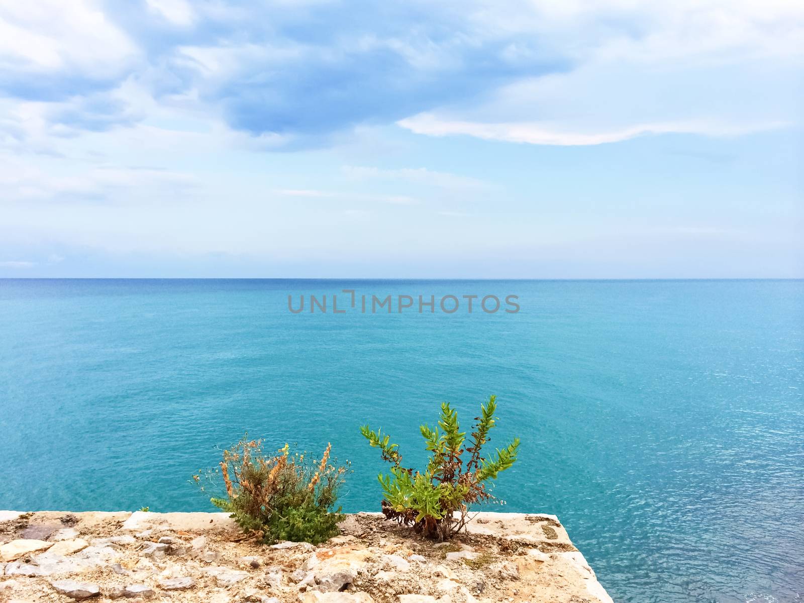 Beautiful blue sea of Peniscola, Spain by anikasalsera