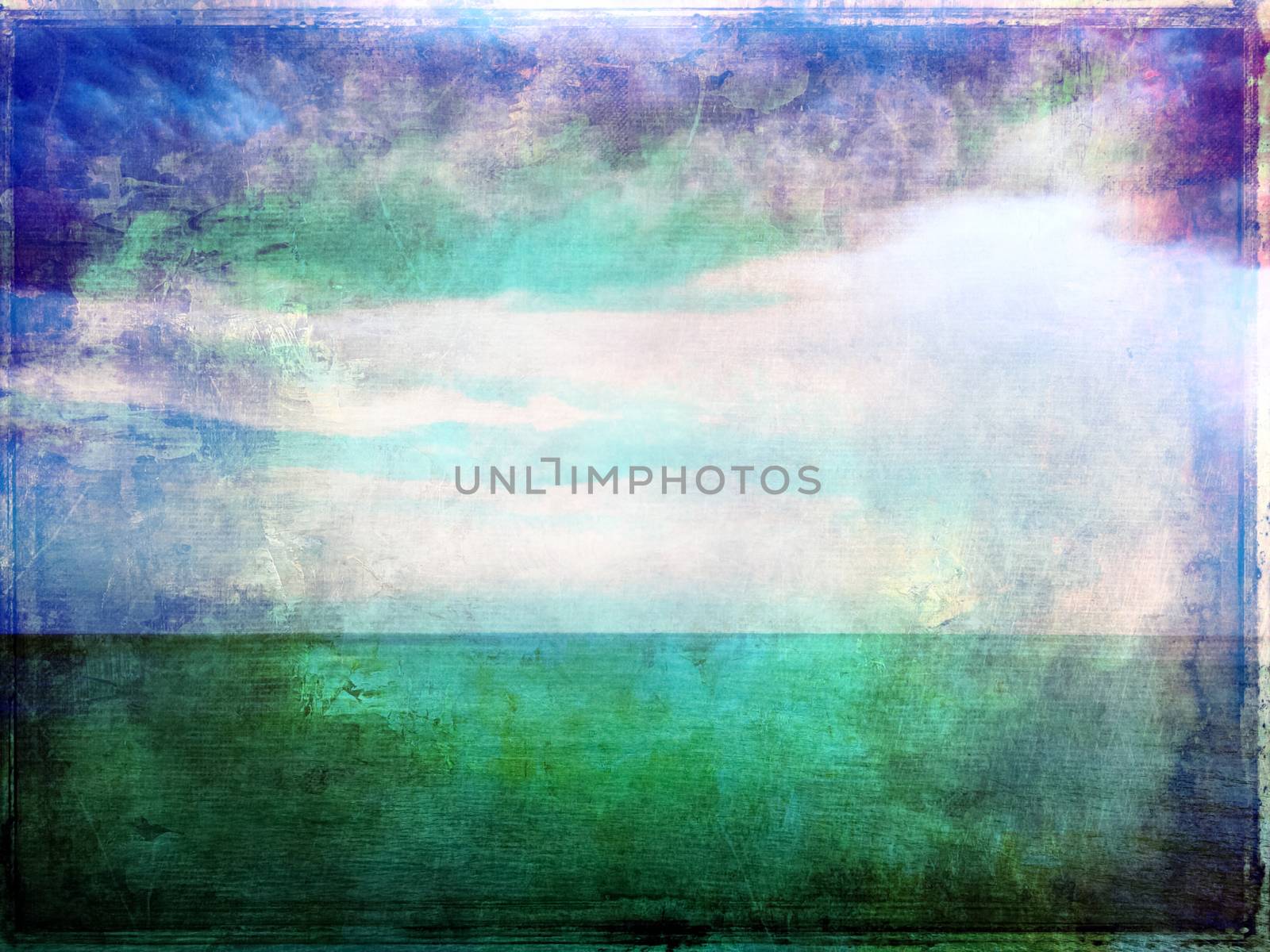 Abstract vibrant image of sea and sky. Canvas texture.