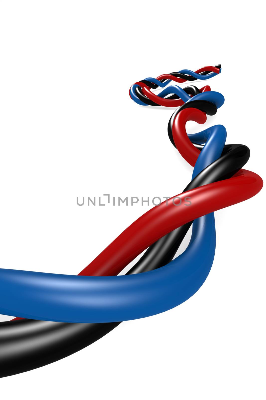 Isolated wire on white background, 3D rendering