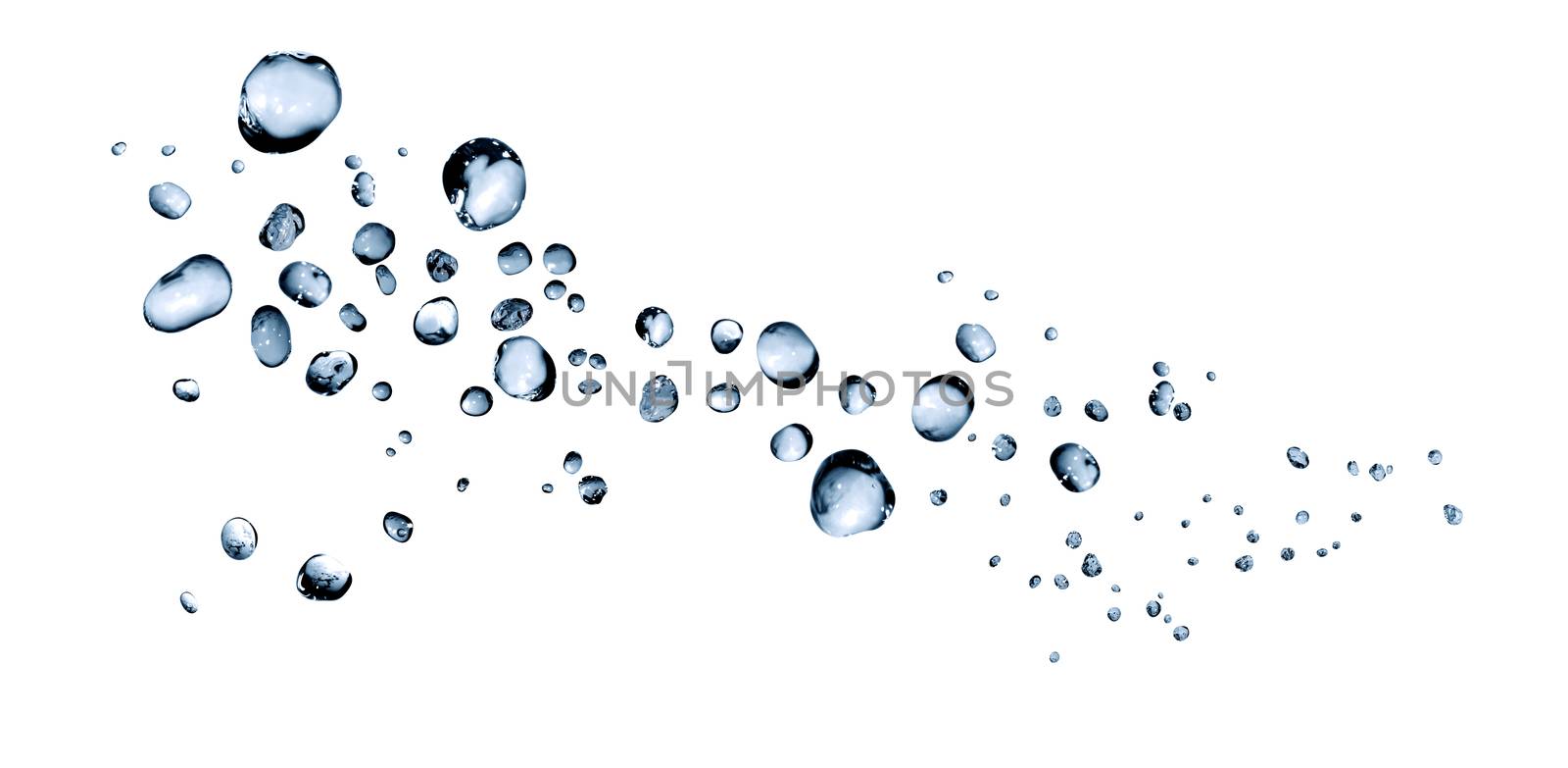 Lot of nice blue water drops against white background