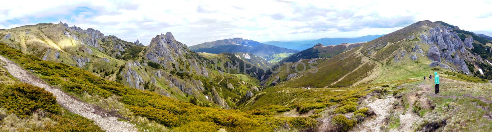 Panoramic view of Mount Ciucas on spring, part of Carpathian Range from Romania