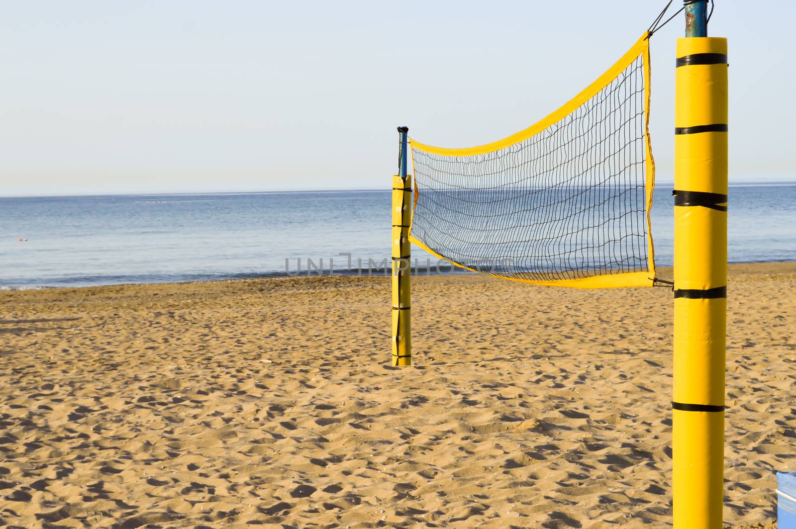 Beach volleyball on the sand of Amoudara beach in Crete