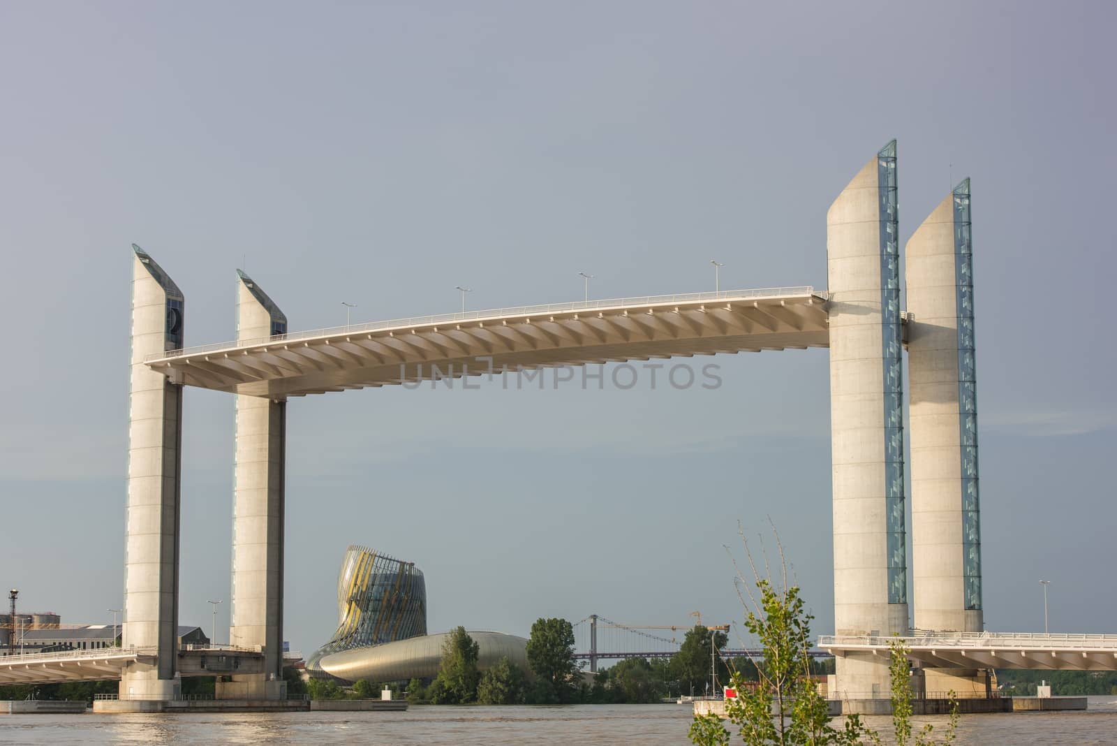 Bordeaux, Gironde, FRANCE - May 27: View of La Cite du Vin Building and Bridge Chaban Delmas in Bordeaux on May 27, 2017
