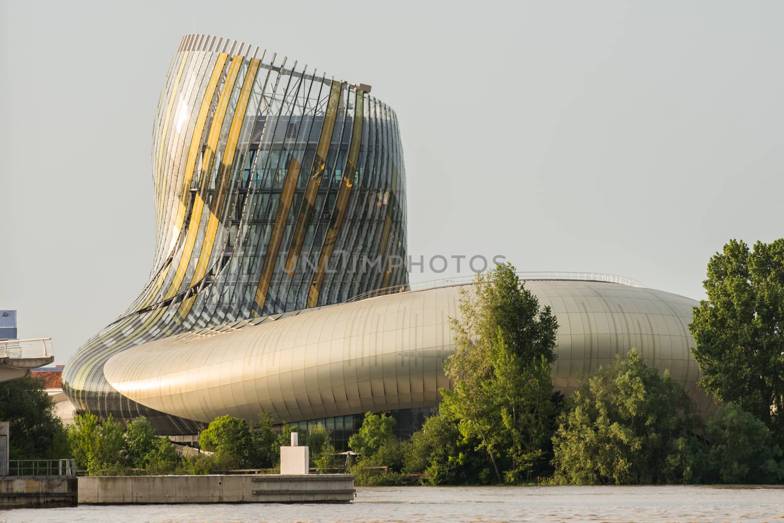 Bordeaux, Gironde, FRANCE - May 27: View of La Cite du Vin Building and Bridge Chaban Delmas in Bordeaux on May 27, 2017