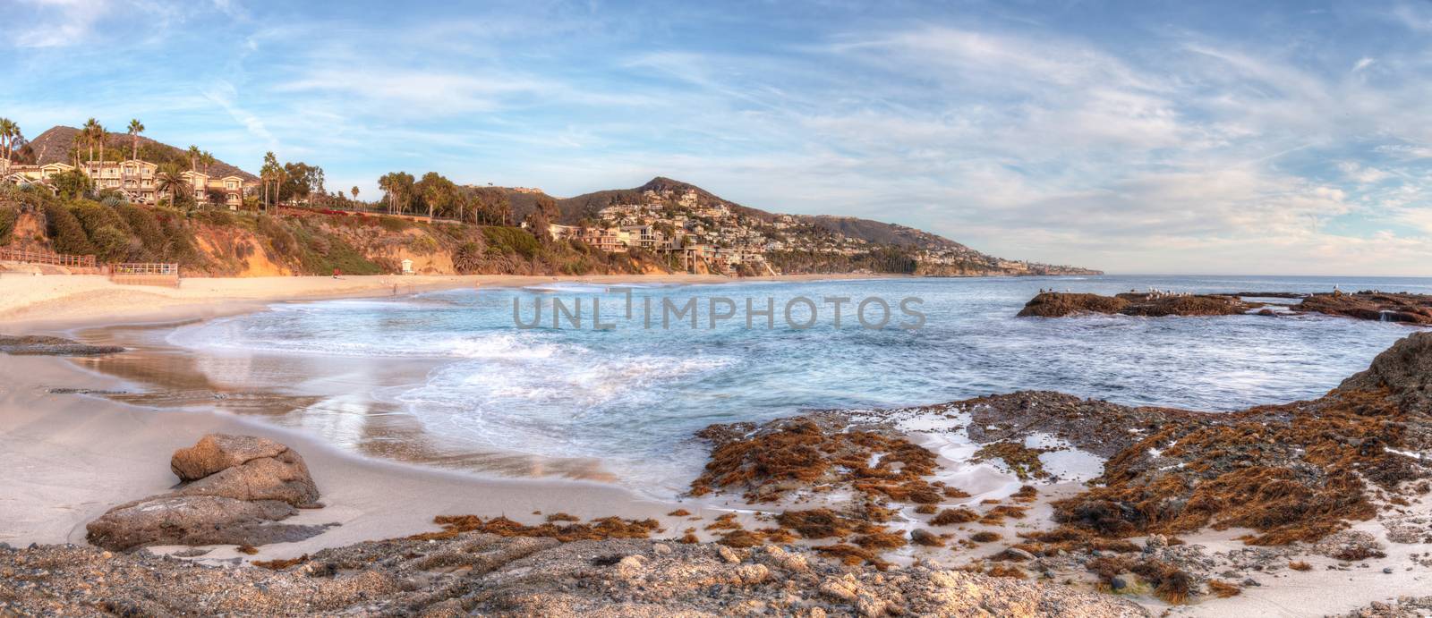 Sunset view of Treasure Island Beach at the Montage in Laguna Beach, California, United States