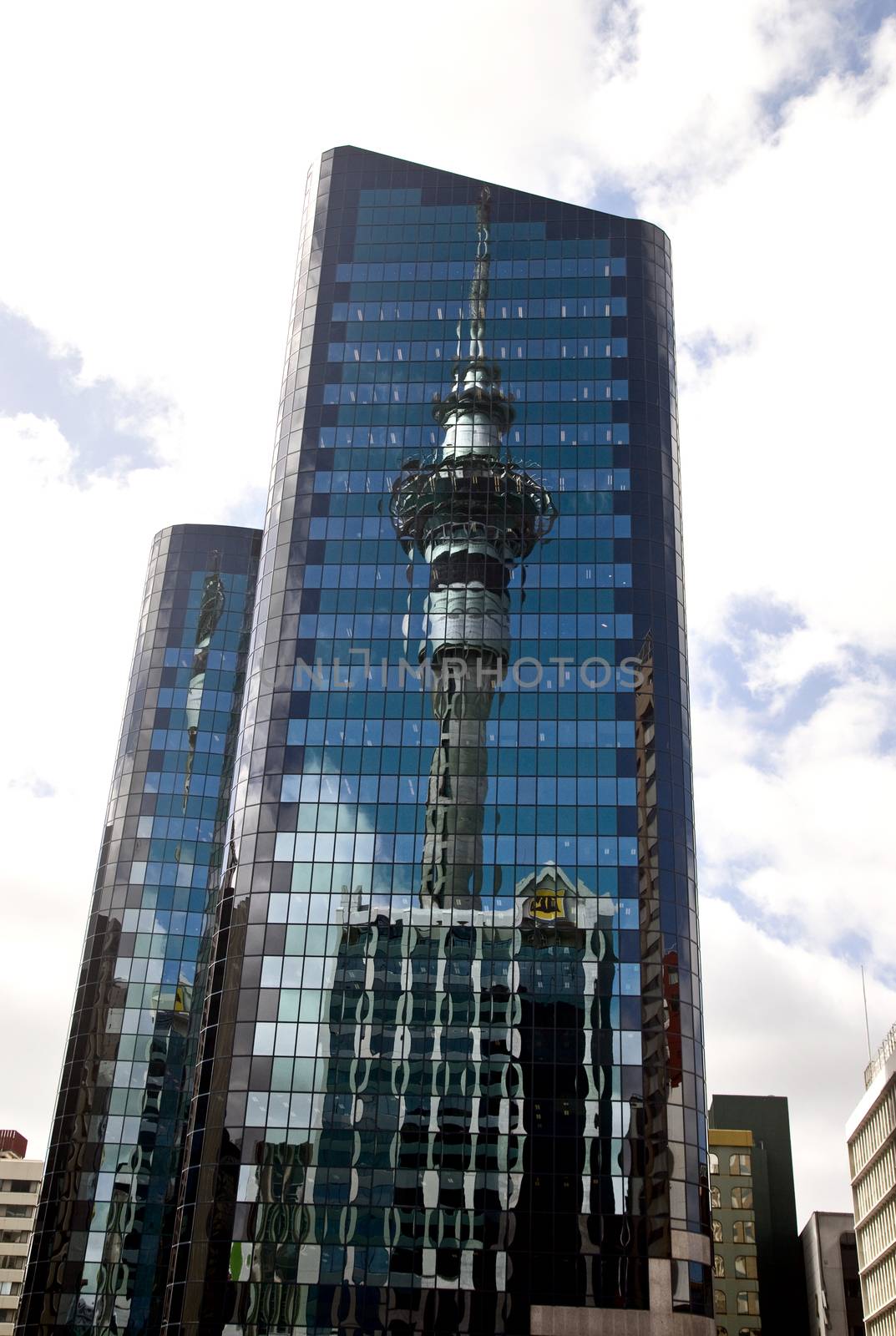 Auckland New Zealand City View Tower Reflection