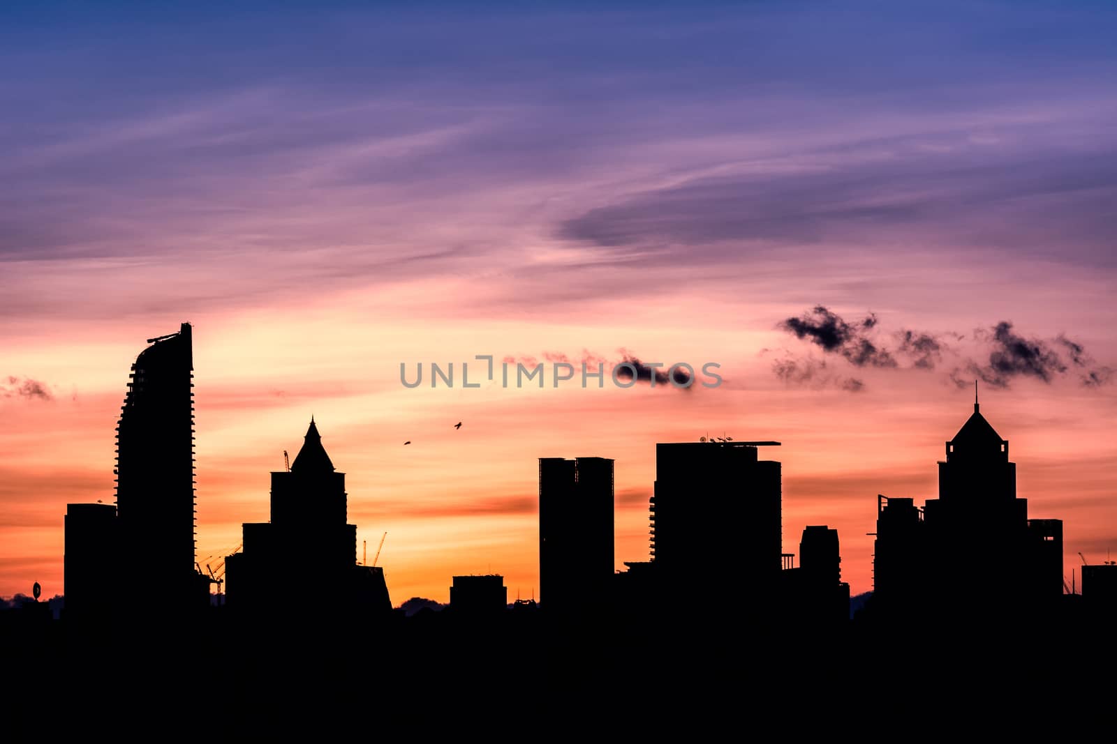 Silhouette of many tower in Bangkok by ahimaone