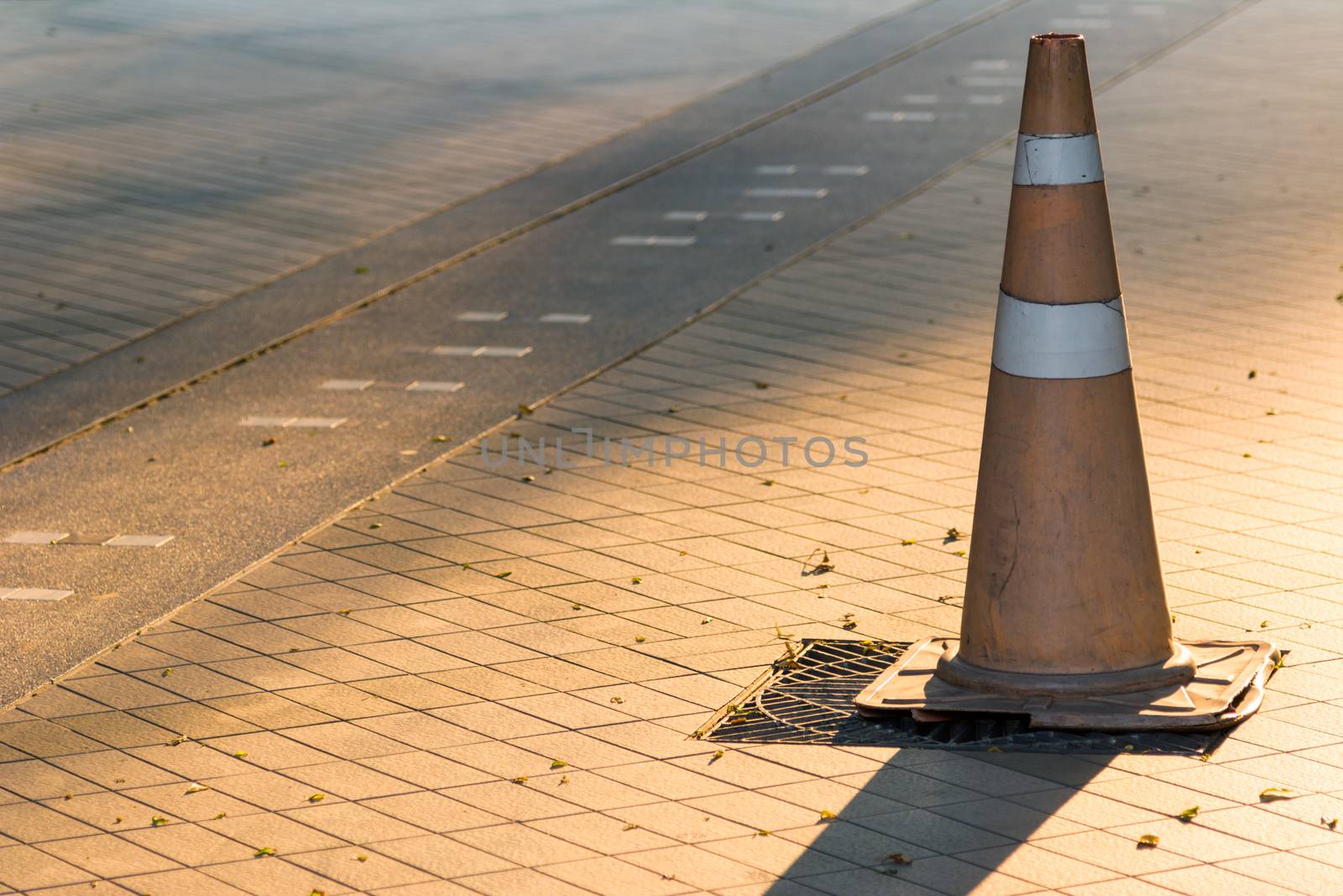 Funnel on tile road background