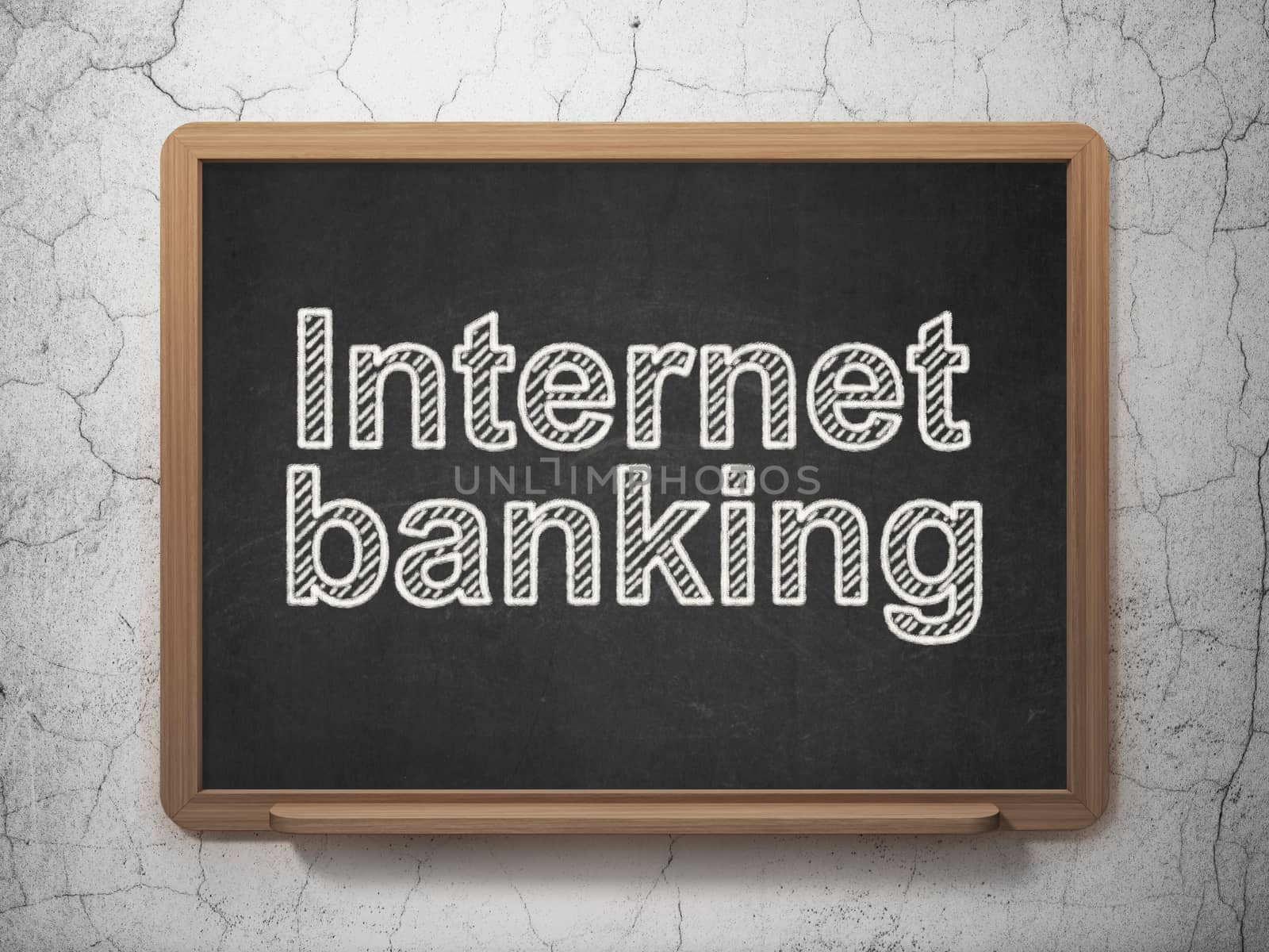 Currency concept: text Internet Banking on Black chalkboard on grunge wall background, 3D rendering