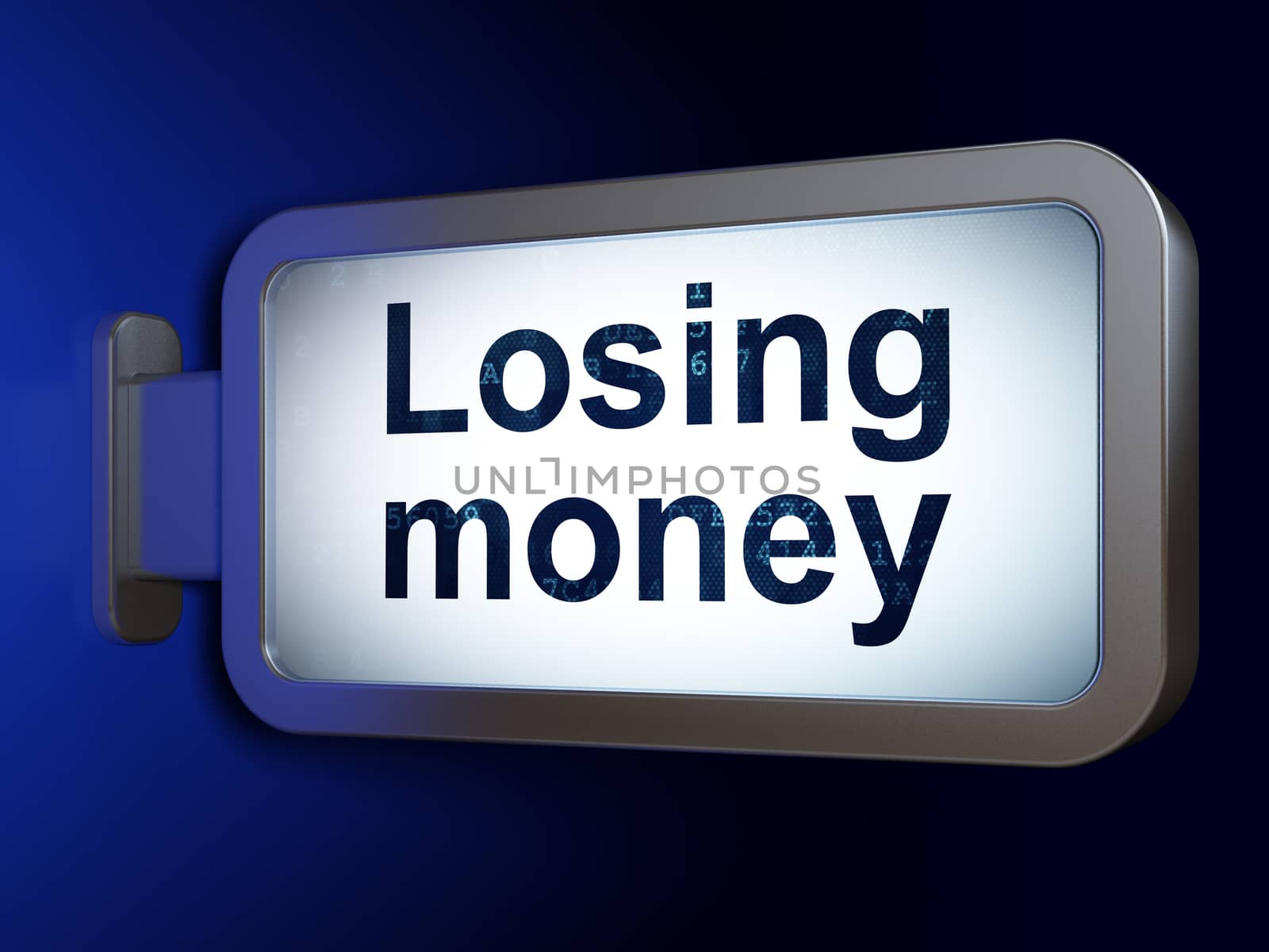 Money concept: Losing Money on advertising billboard background, 3D rendering