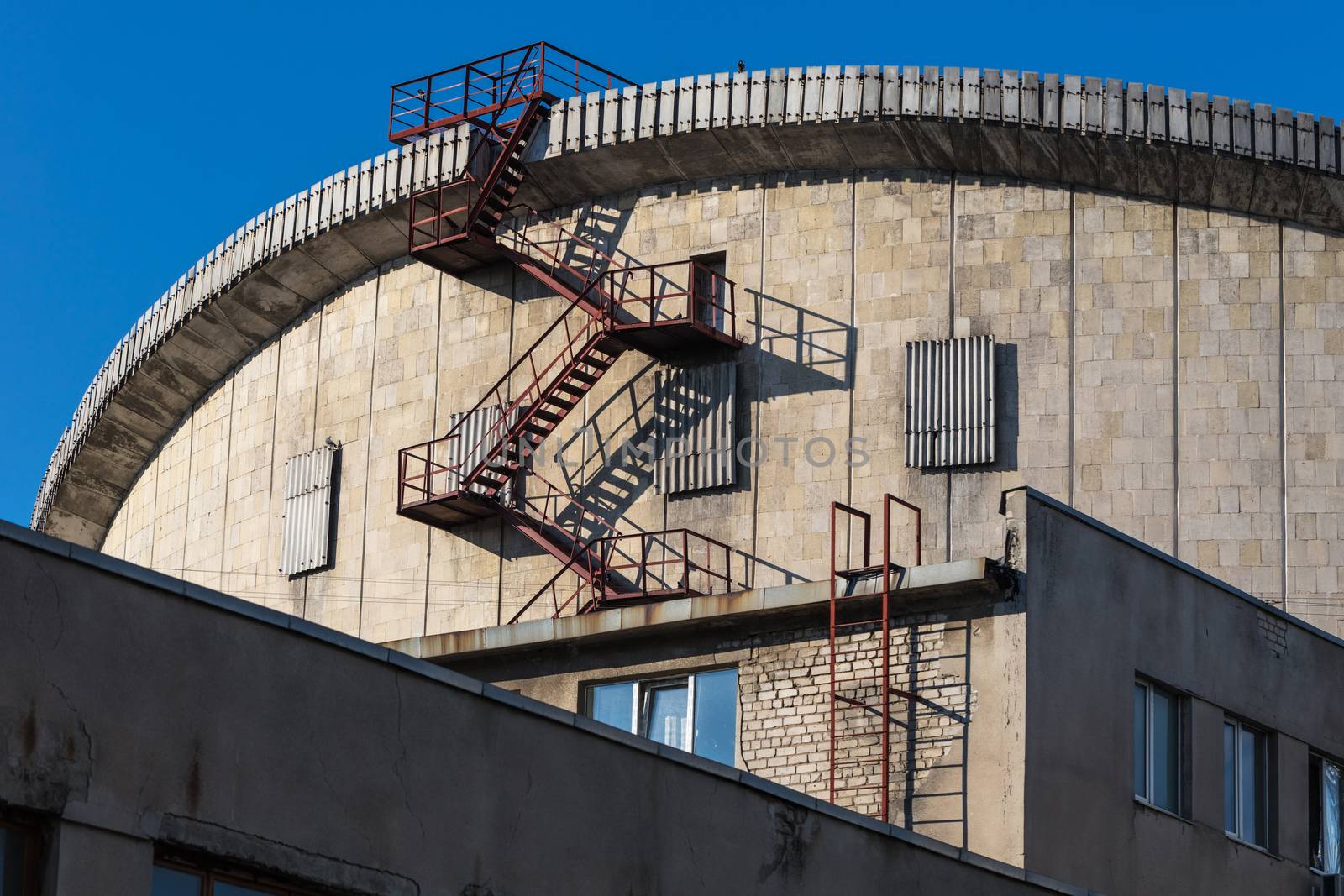 Fire escape from the circus building outdoors