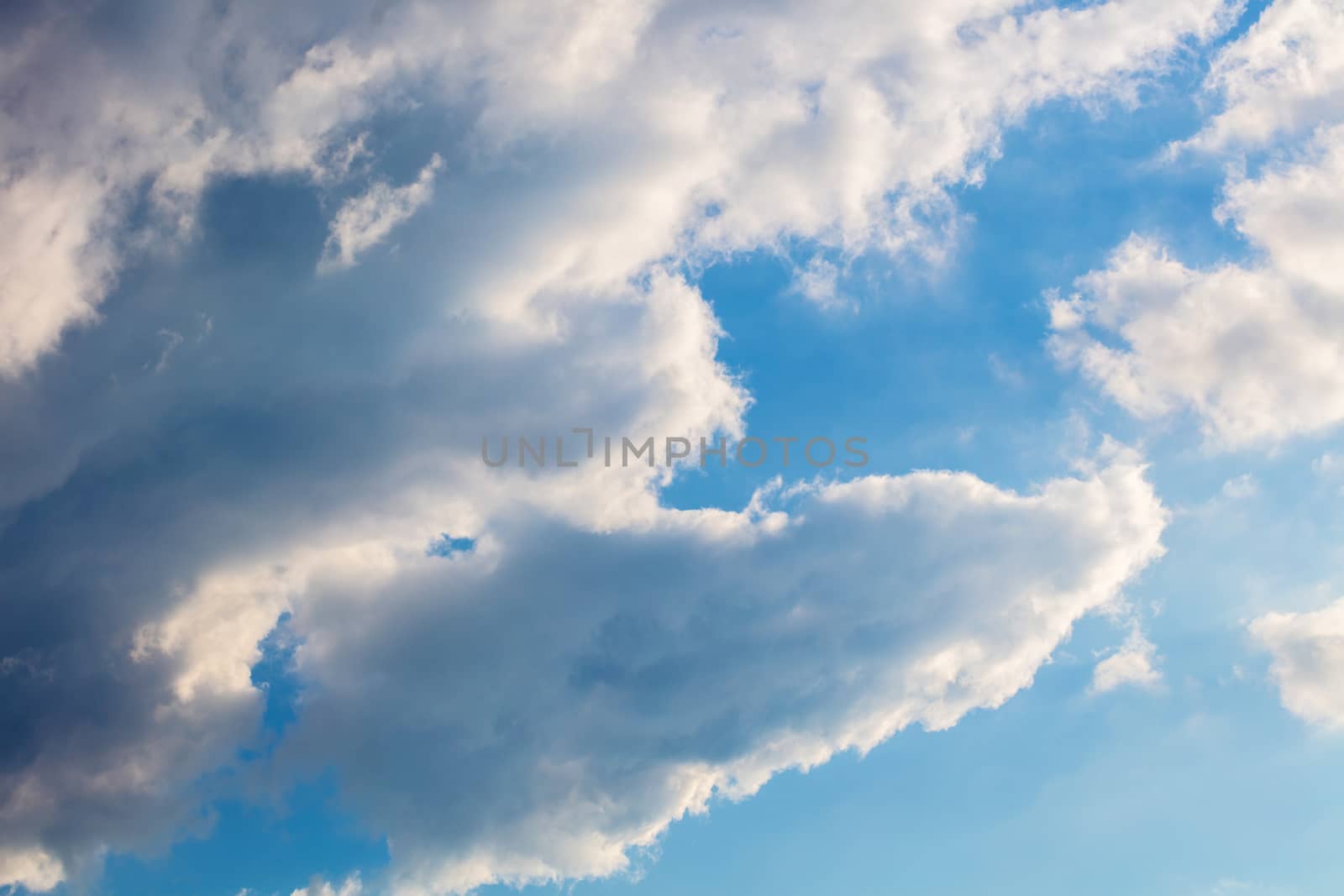 Abstract background, blue sky with clouds close-up