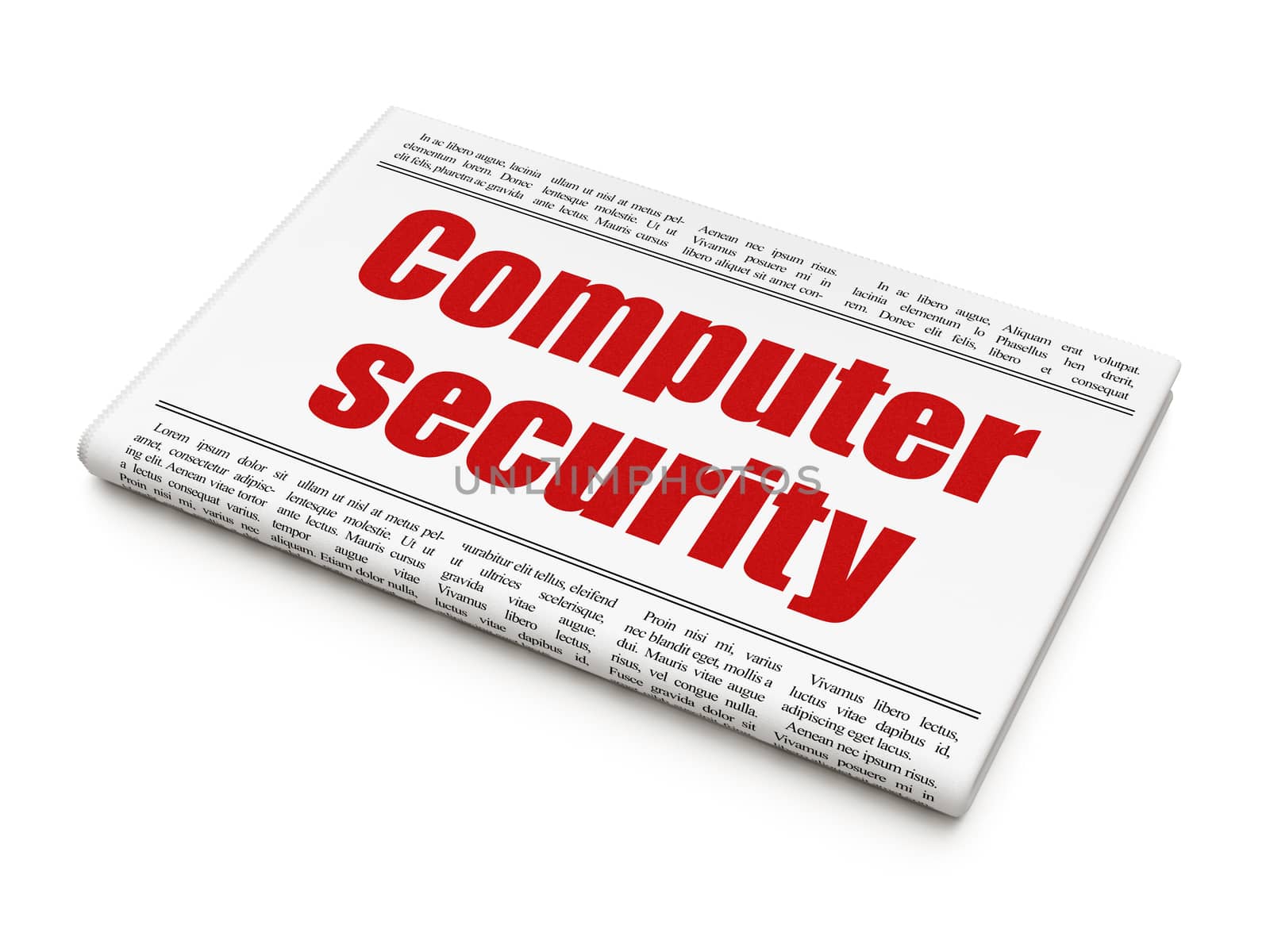 Protection concept: newspaper headline Computer Security on White background, 3D rendering