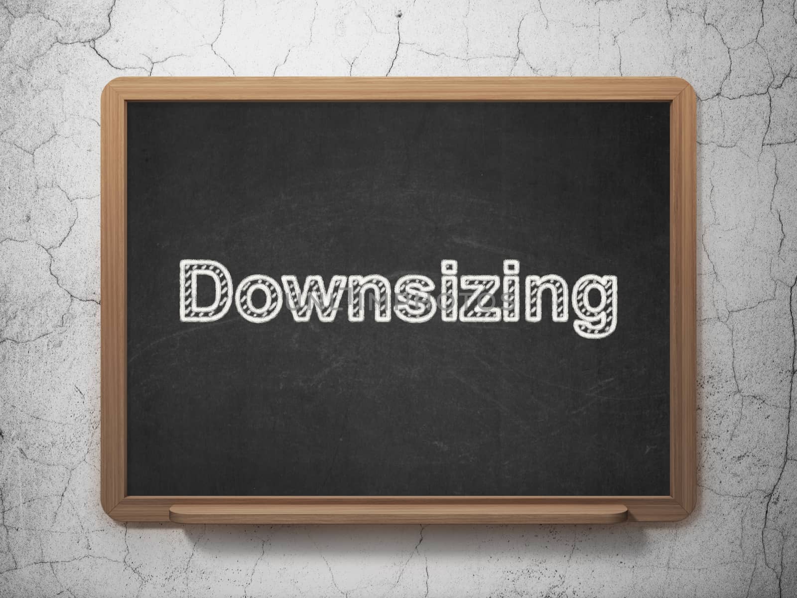 Business concept: text Downsizing on Black chalkboard on grunge wall background, 3D rendering
