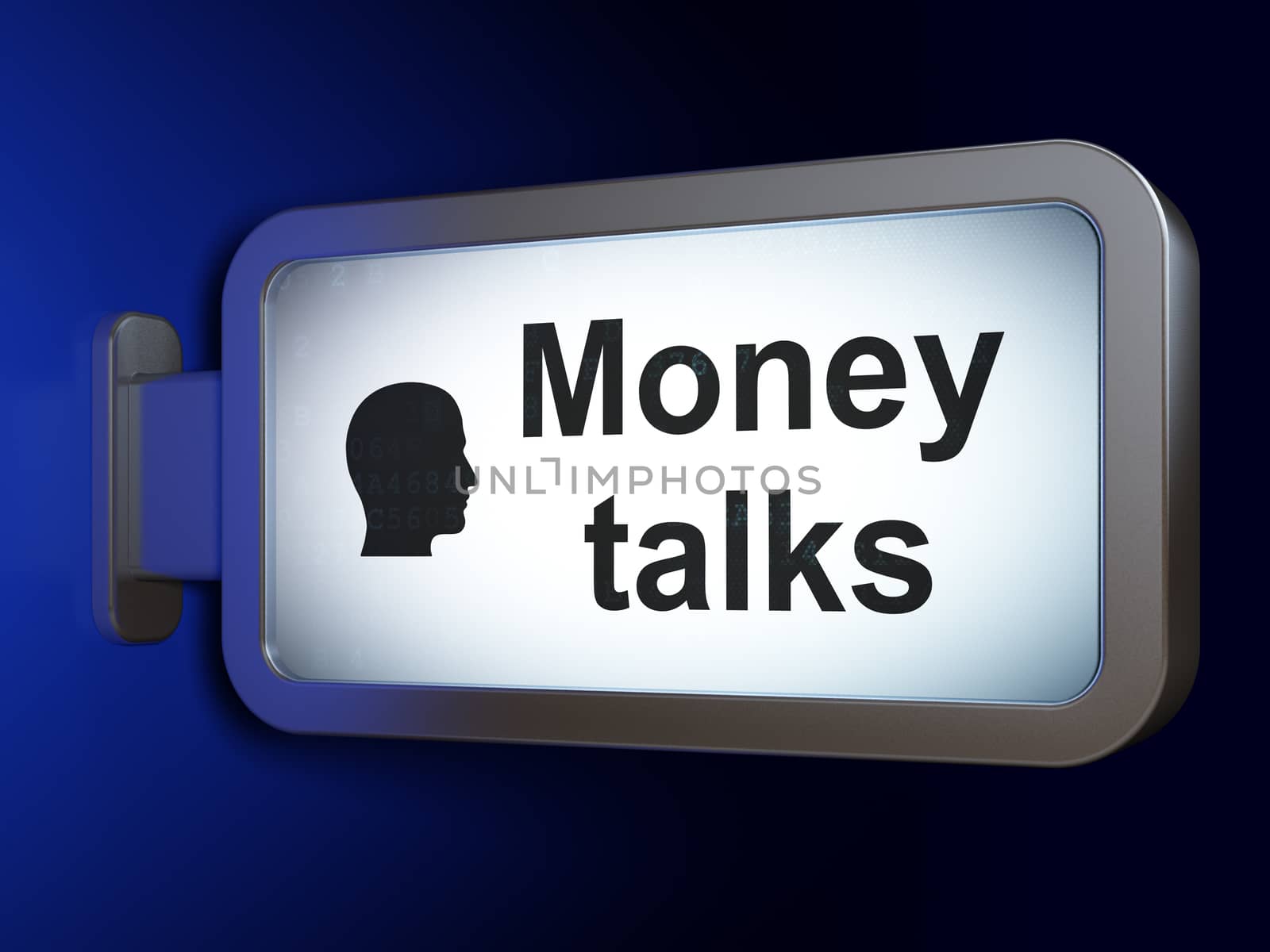 Finance concept: Money Talks and Head on billboard background by maxkabakov
