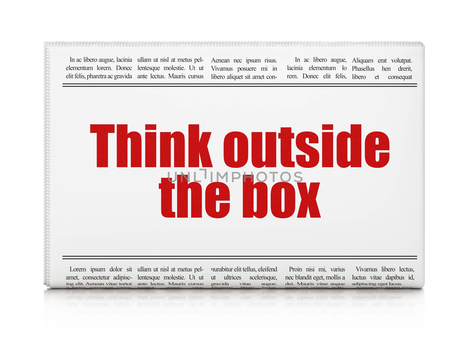Learning concept: newspaper headline Think outside The box by maxkabakov