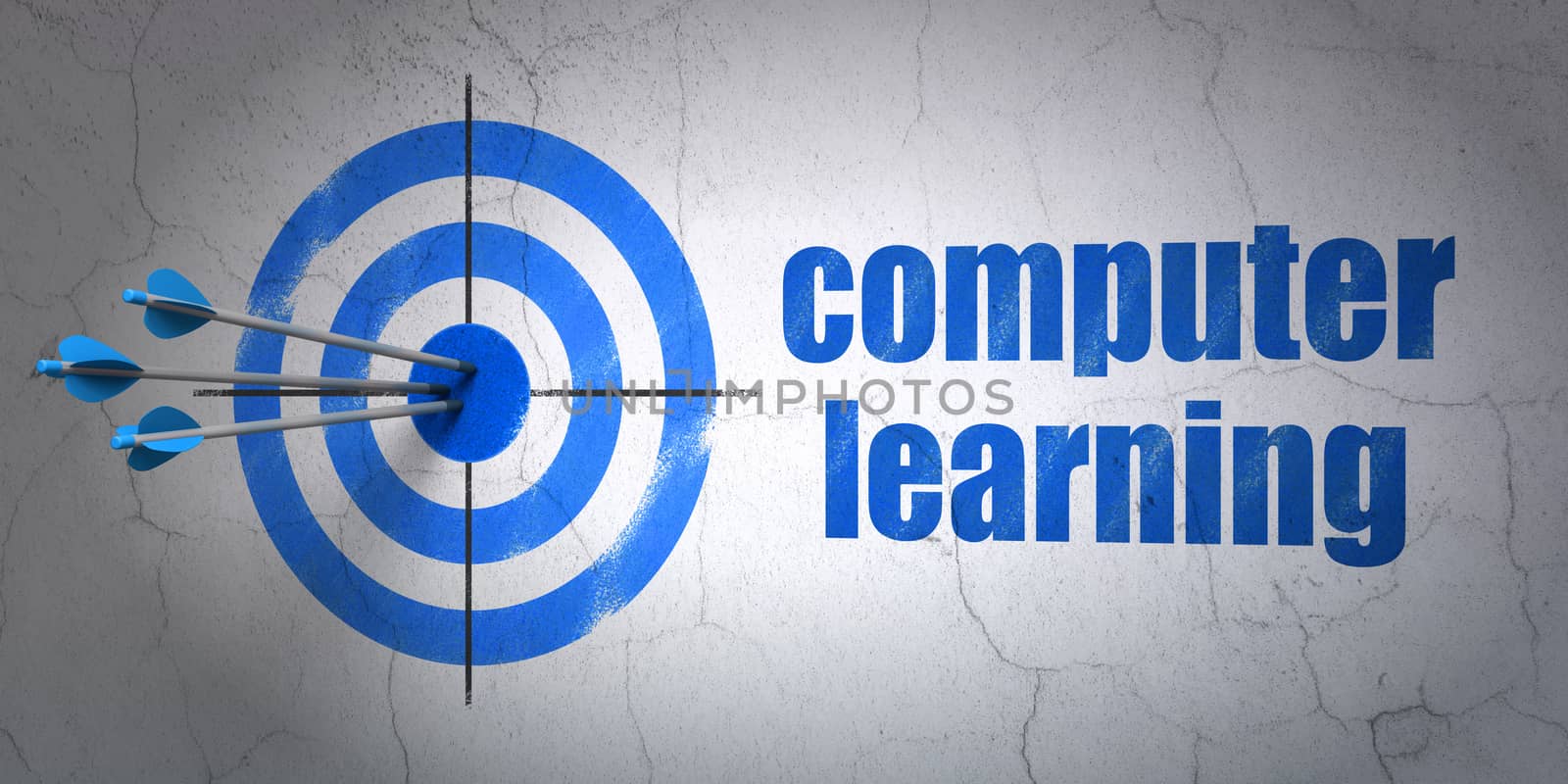 Learning concept: target and Computer Learning on wall background by maxkabakov