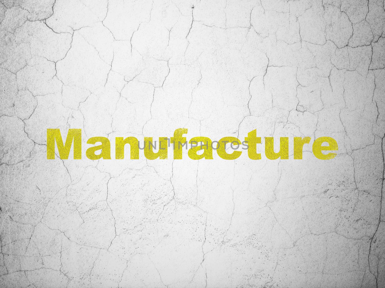 Industry concept: Yellow Manufacture on textured concrete wall background