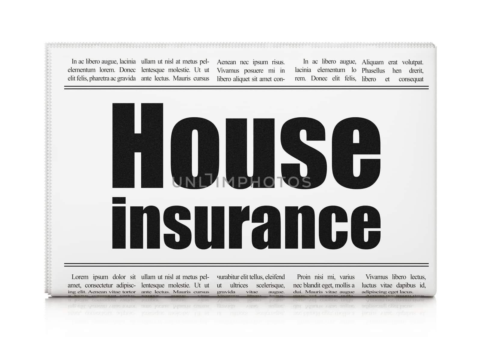 Insurance concept: newspaper headline House Insurance by maxkabakov